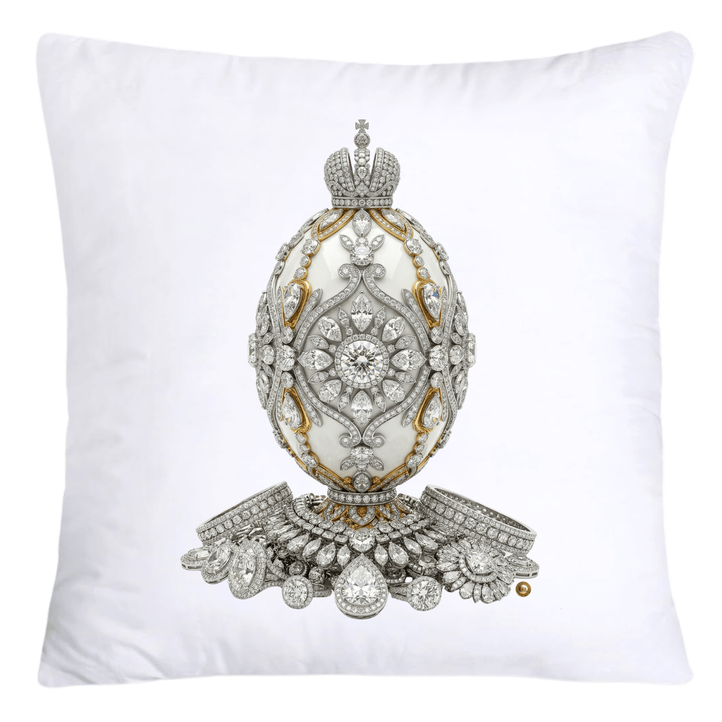 Stunning Gold and Diamonds Faberge Egg Pillow Covers-4403