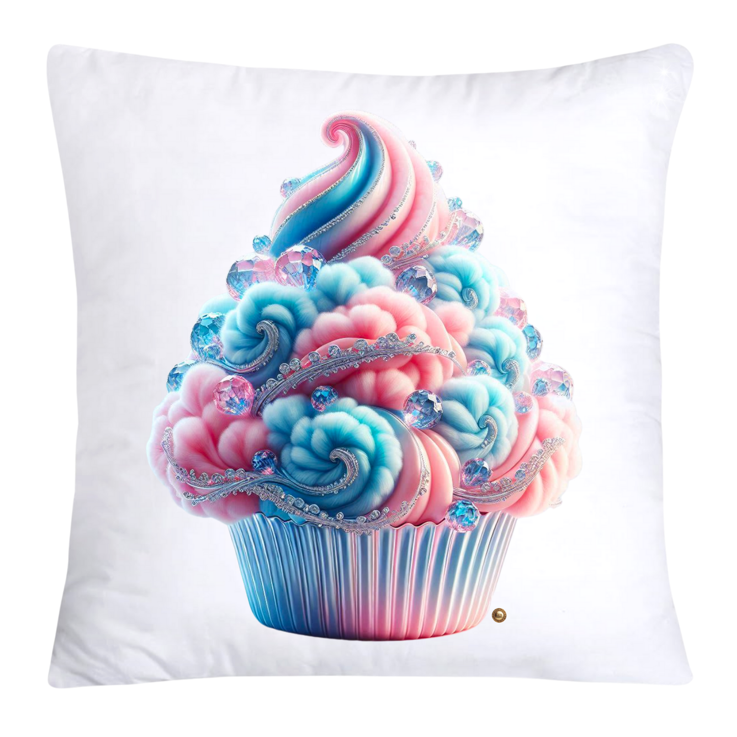 Cotton Candy Pink and Blue Cupcake Pillow Covers-3283