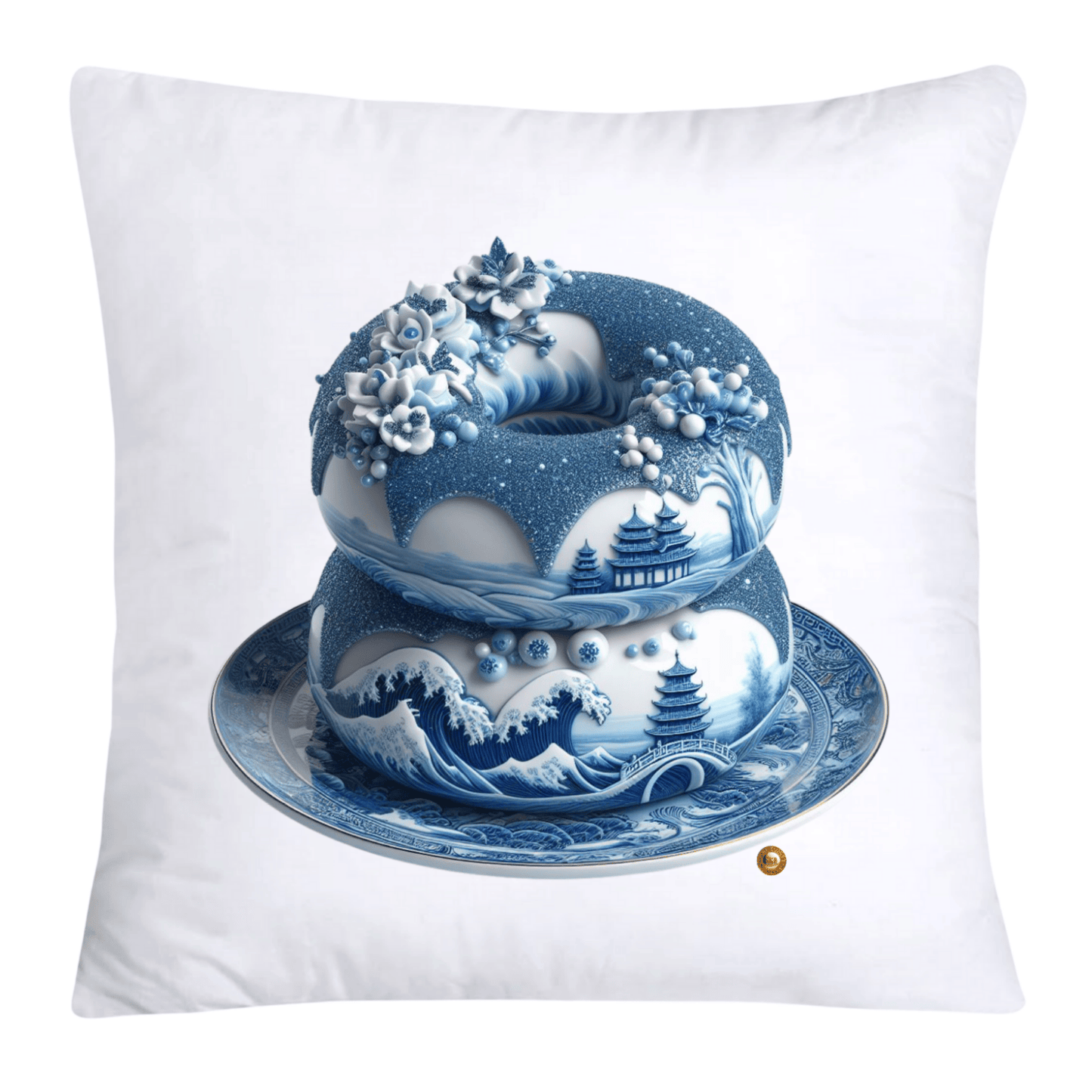 Blue Willow Whimsical Donut Throw Pillow Covers 18X18-4442