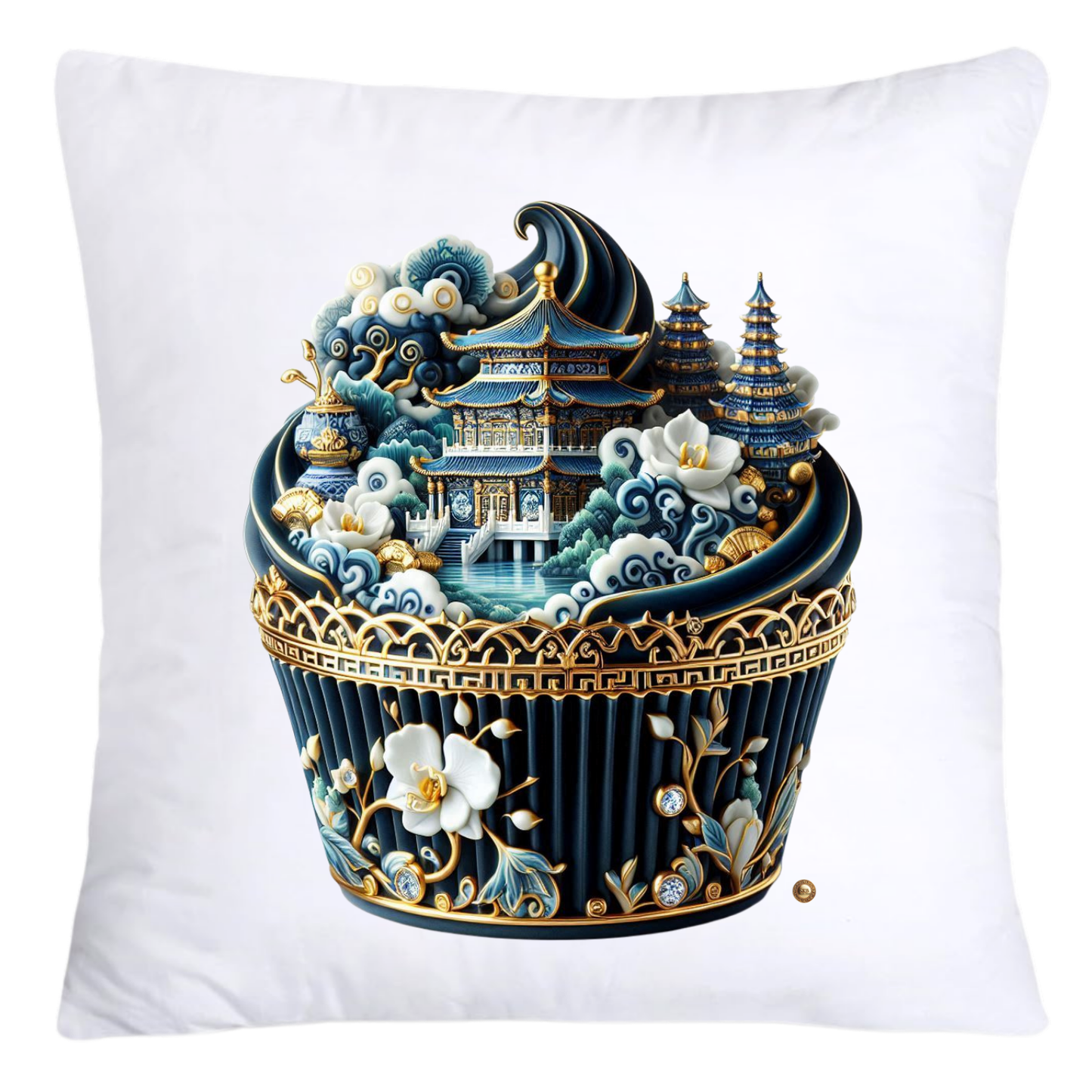 Blue Willow 18x18 Chinoiserie Cupcake Throw Pillow Covers-4936
