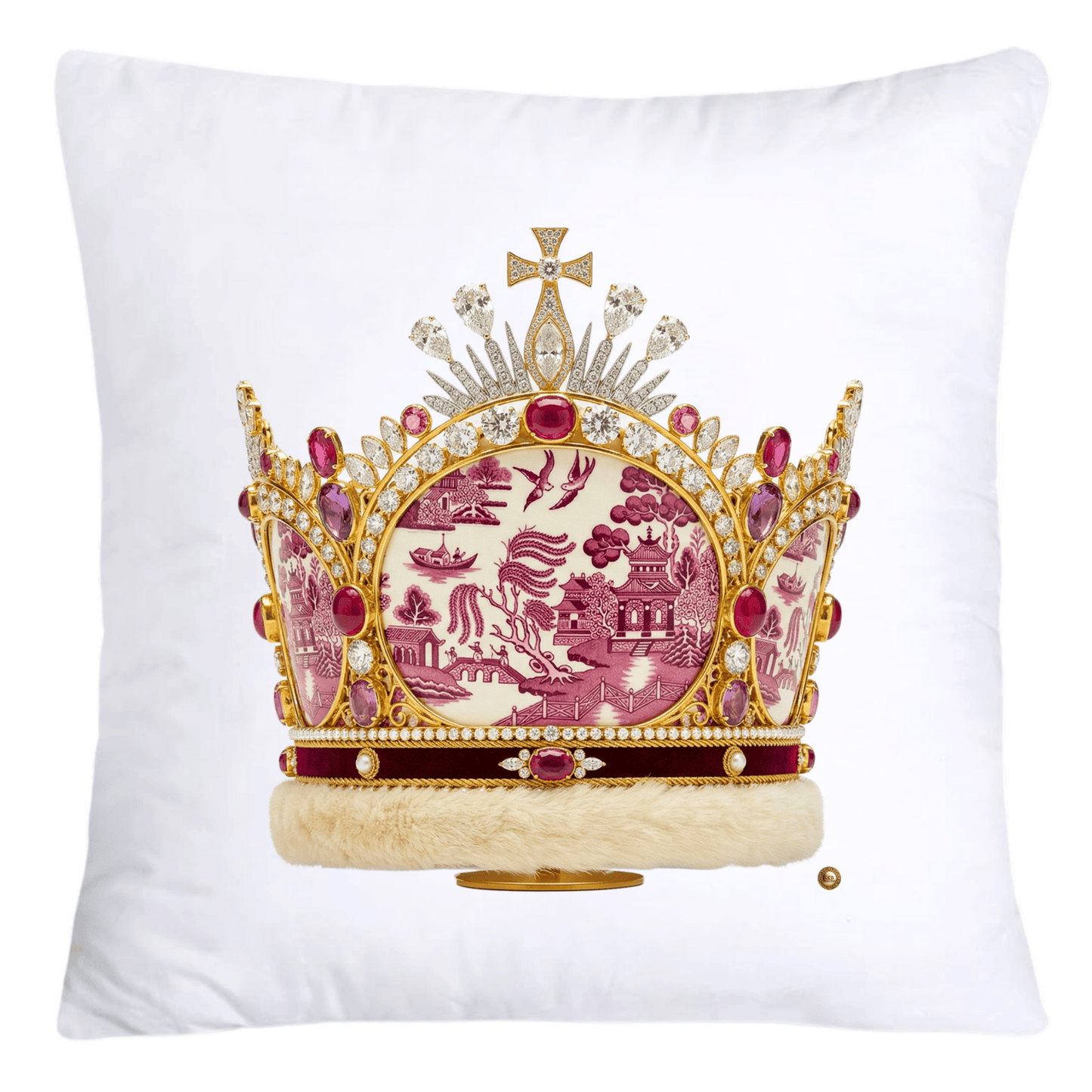 Pink Willow Royal King/Queen Crown Pillow Covers-4381