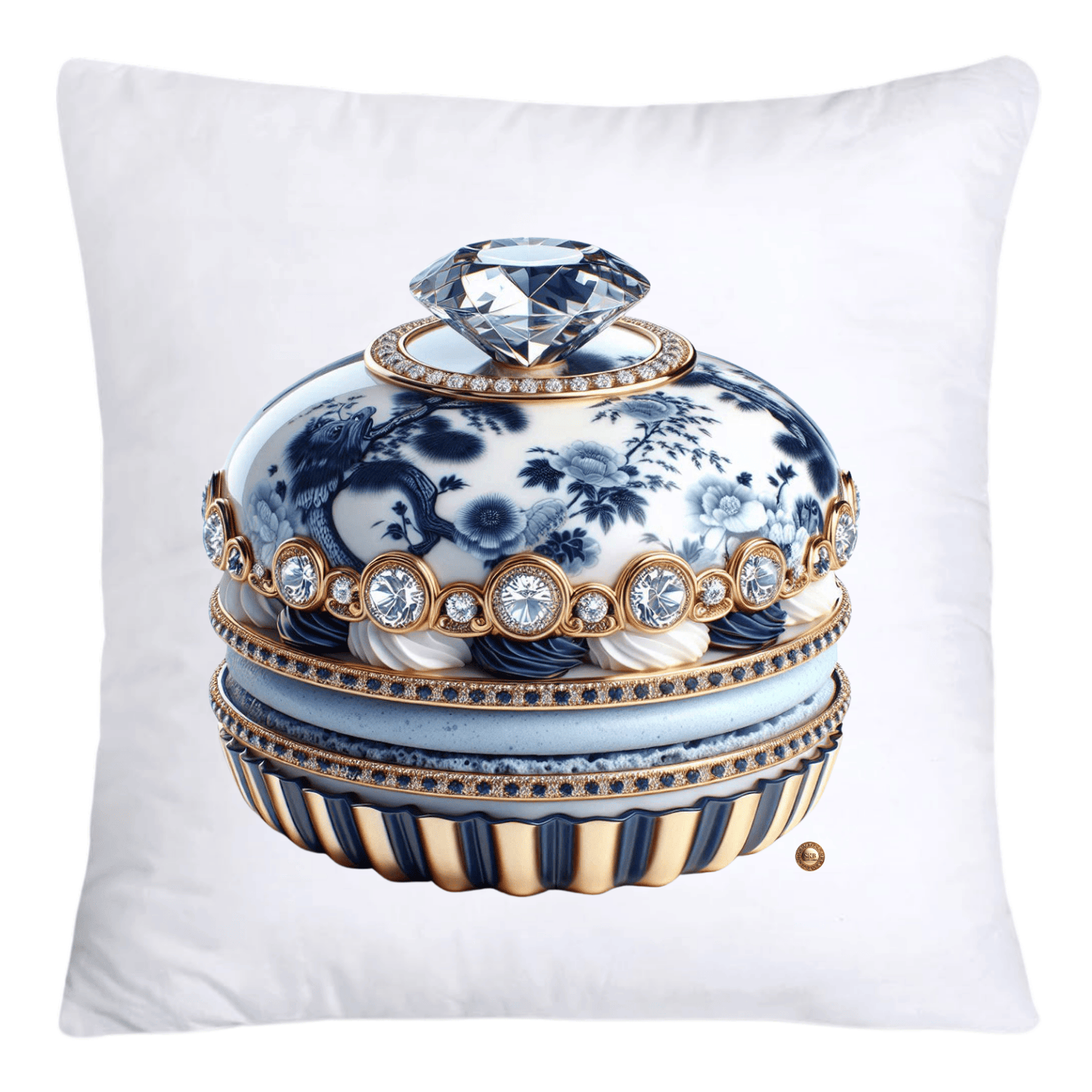Blue Willow Chinoiserie Macaroon Throw Pillow Covers 18X18-4695