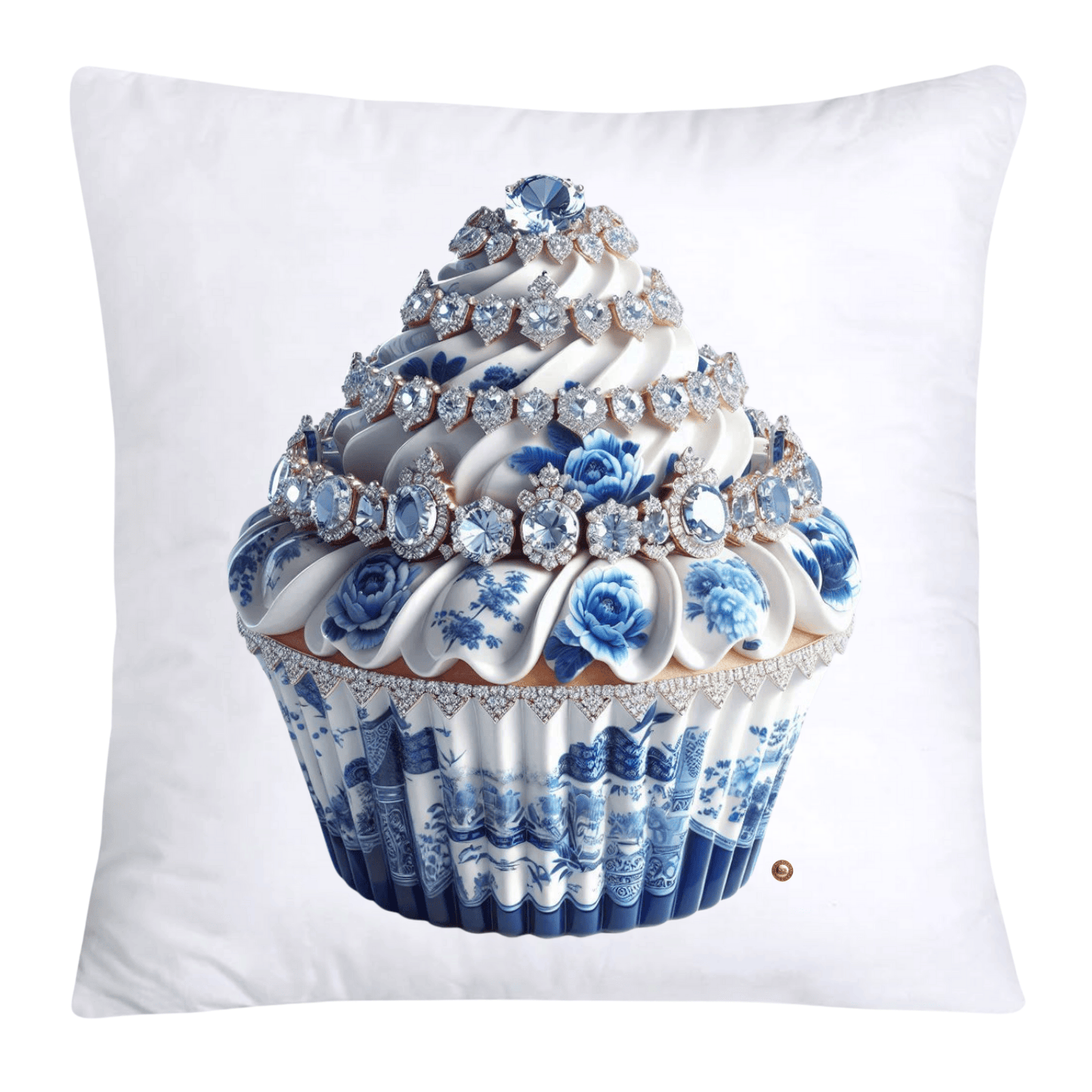 Blue Willow Chinoiserie Cupcake Throw Pillow Covers 18X18-3536
