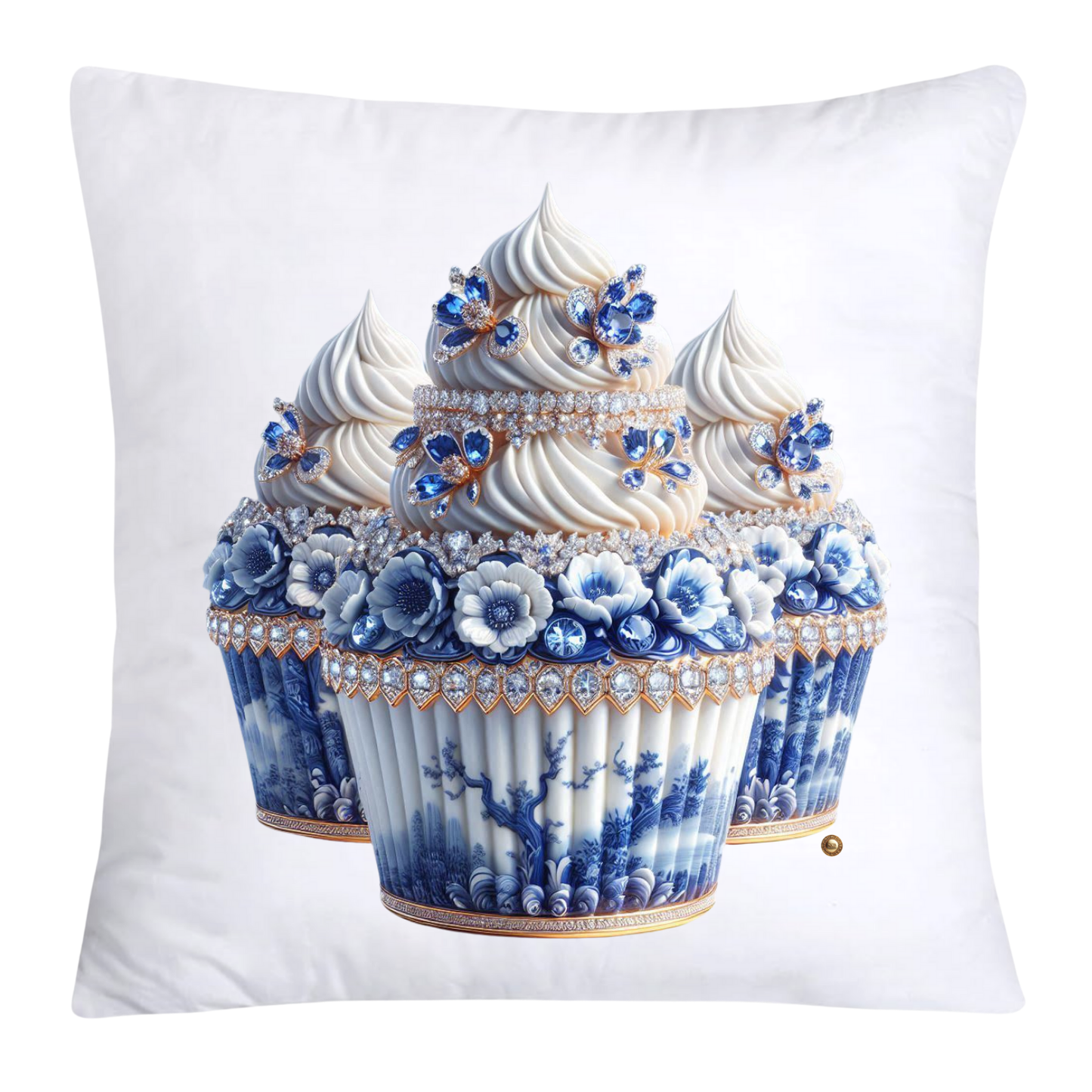 Blue Willow Chinoiserie Cupcake Throw Pillow Covers 18X18-3539