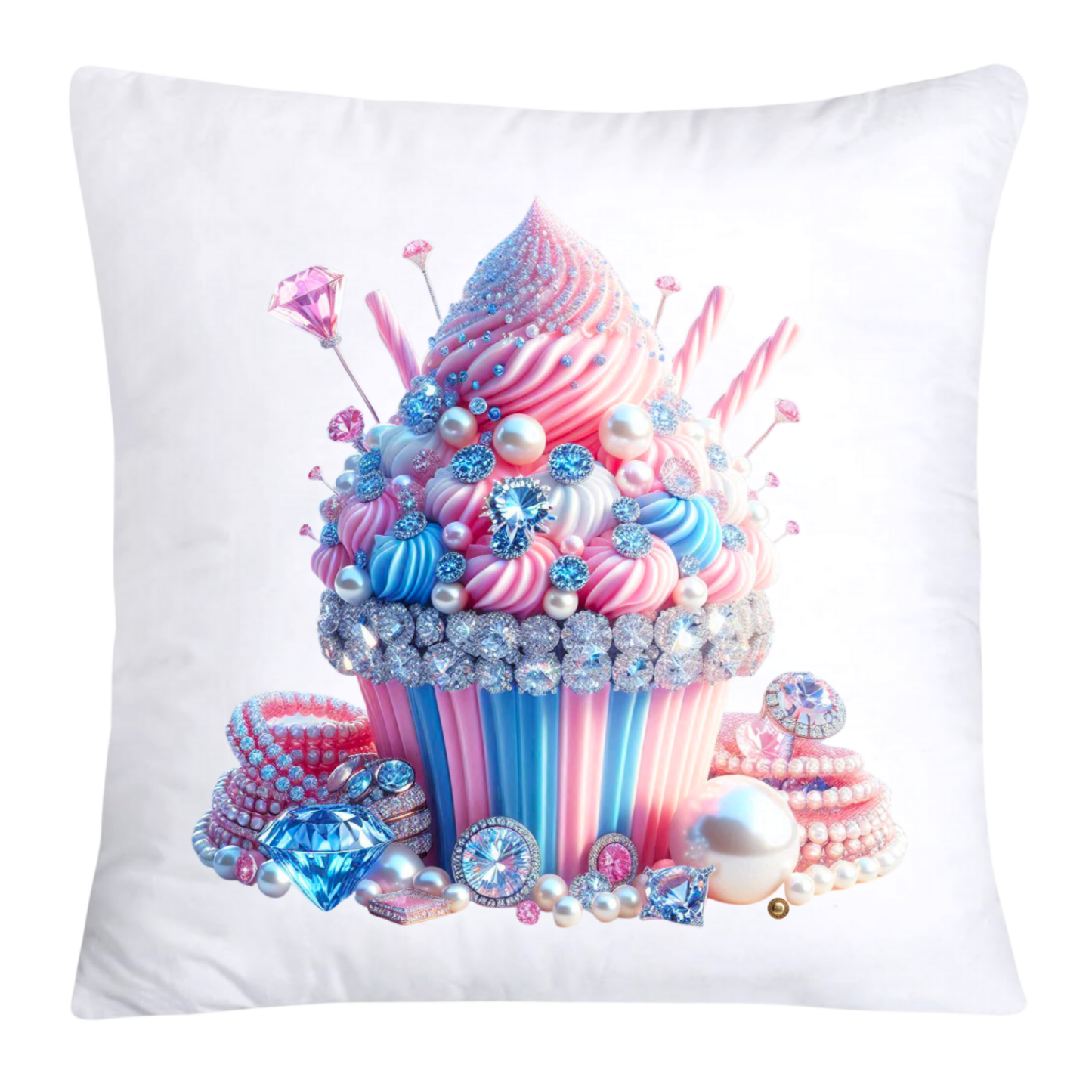 Cotton Candy Pink and Blue Cupcake Pillow Covers-3263