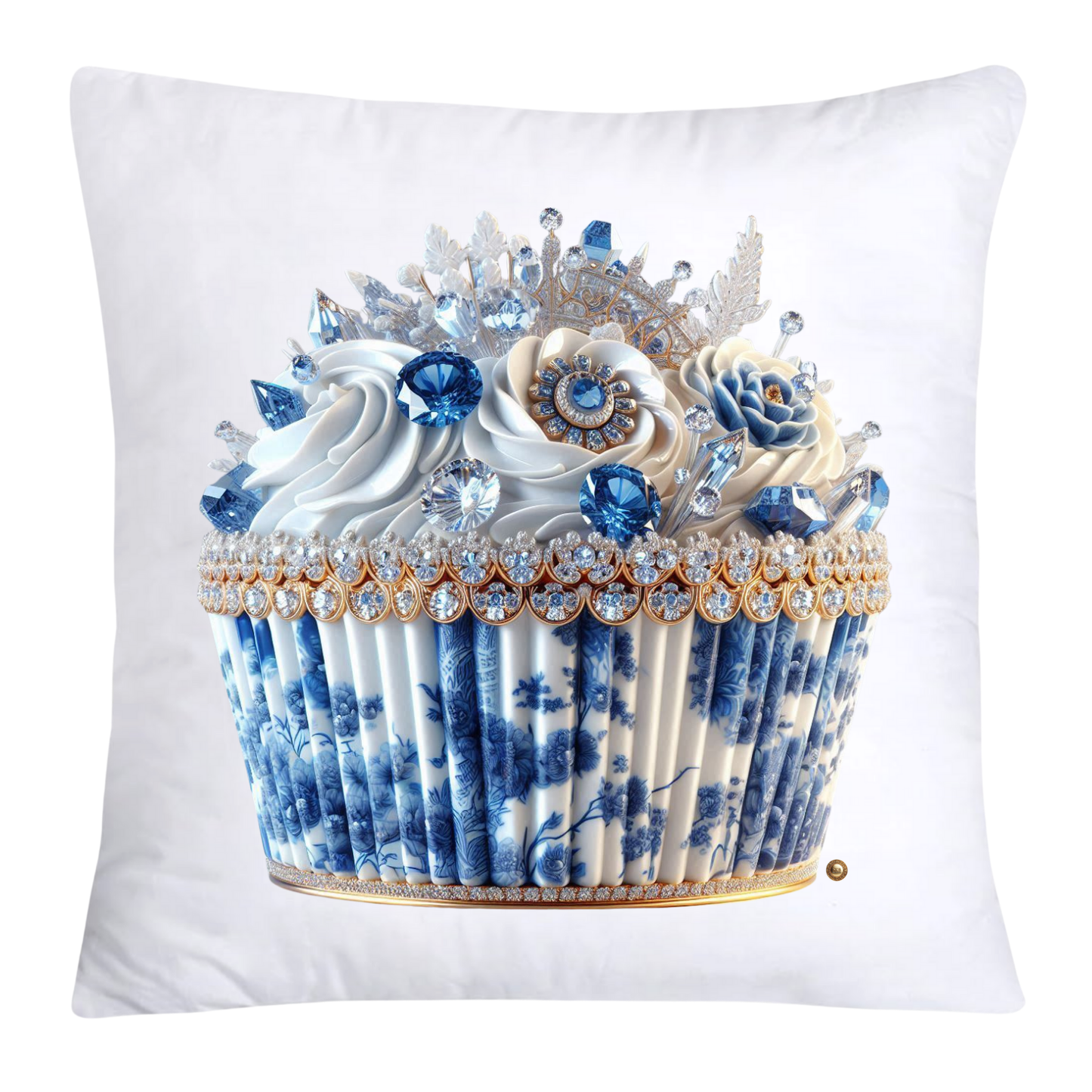 Blue Willow Chinoiserie Cupcake Throw Pillow Covers 18X18-3561