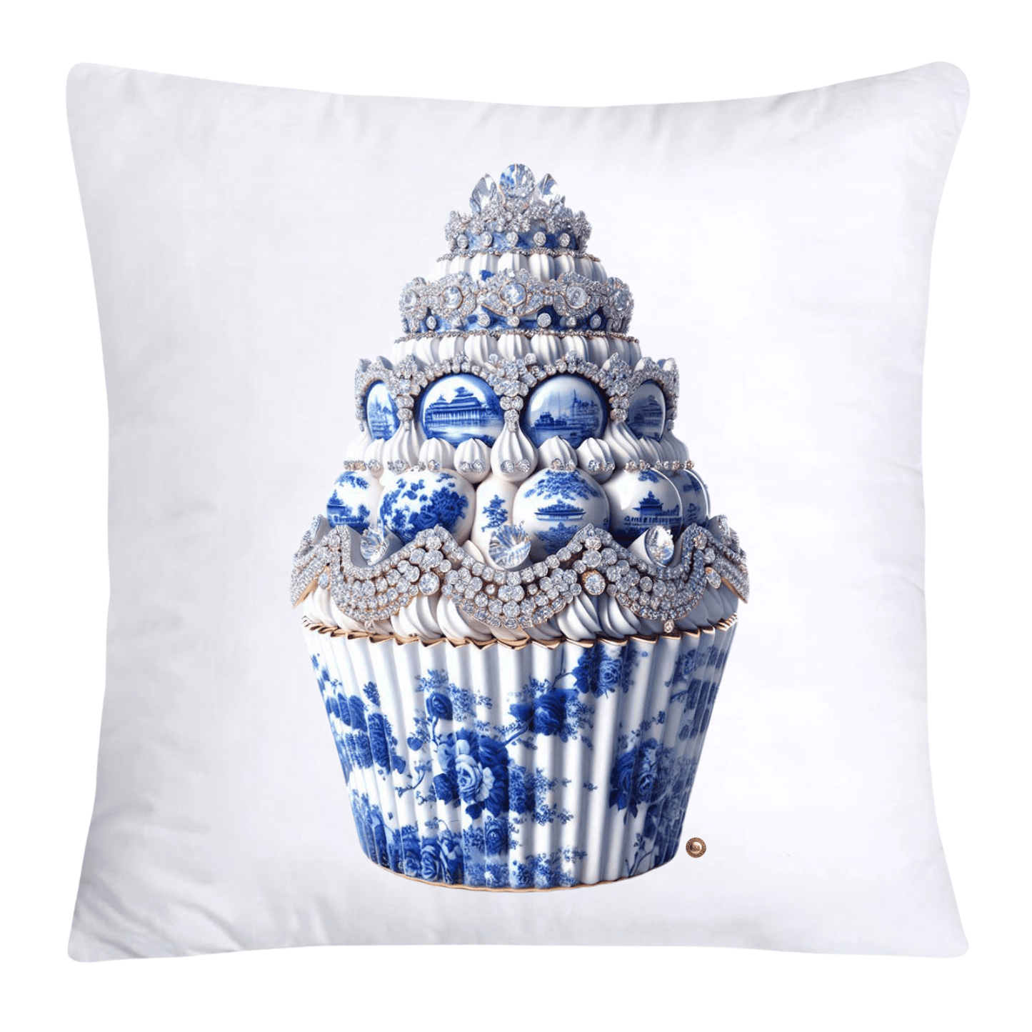 Blue Willow Chinoiserie Cupcake Throw Pillow Covers 18X18-3533