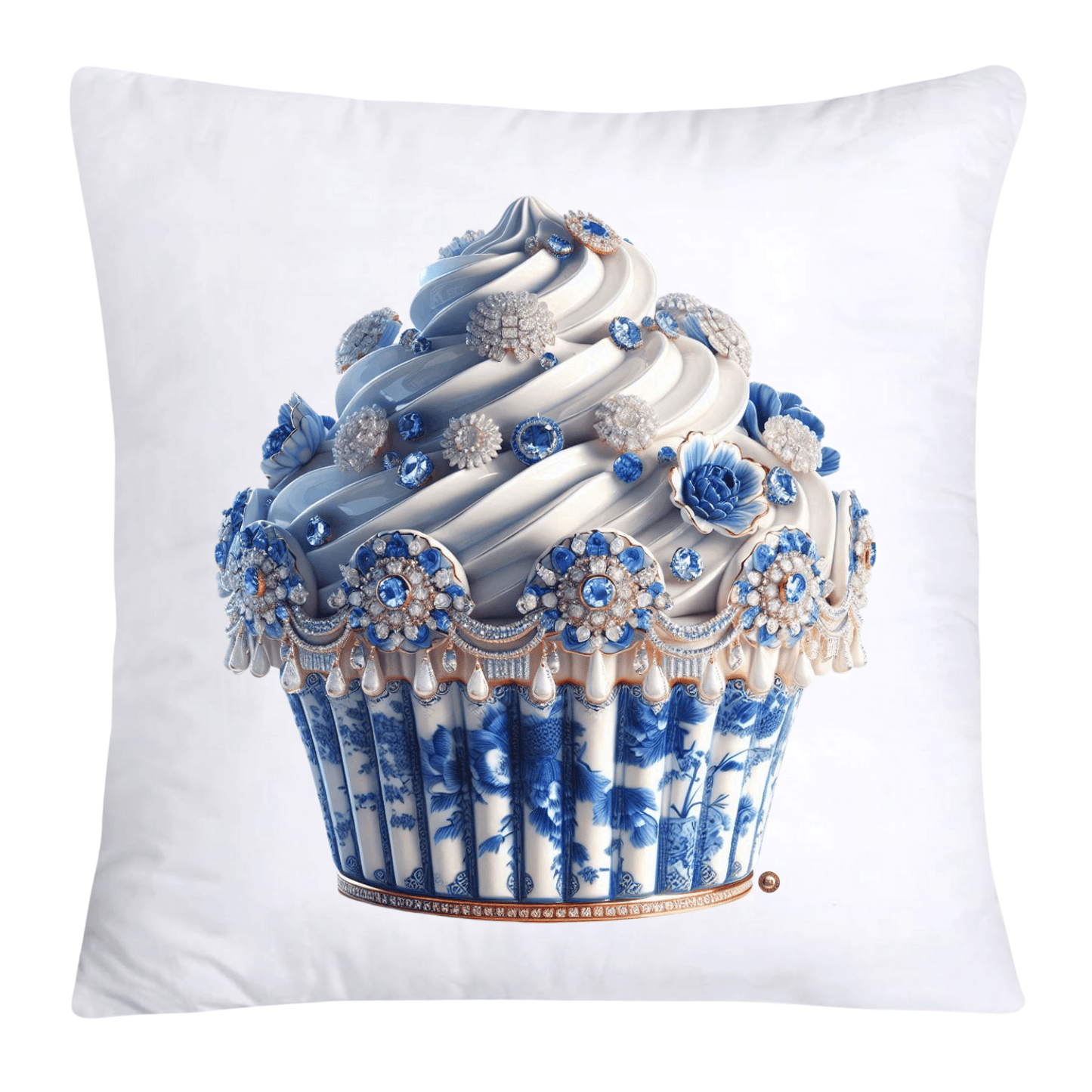 Blue Willow Chinoiserie Cupcake Throw Pillow Covers 18X18-3542