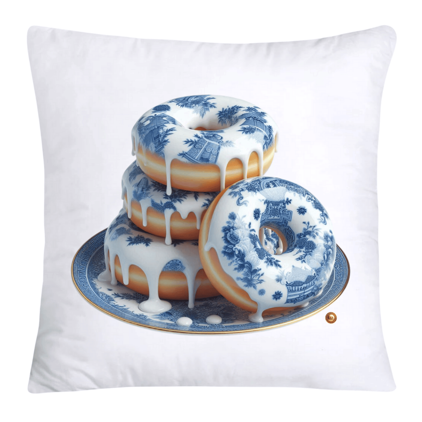 Blue Willow Whimsical Donut Throw Pillow Covers 18X18-4435