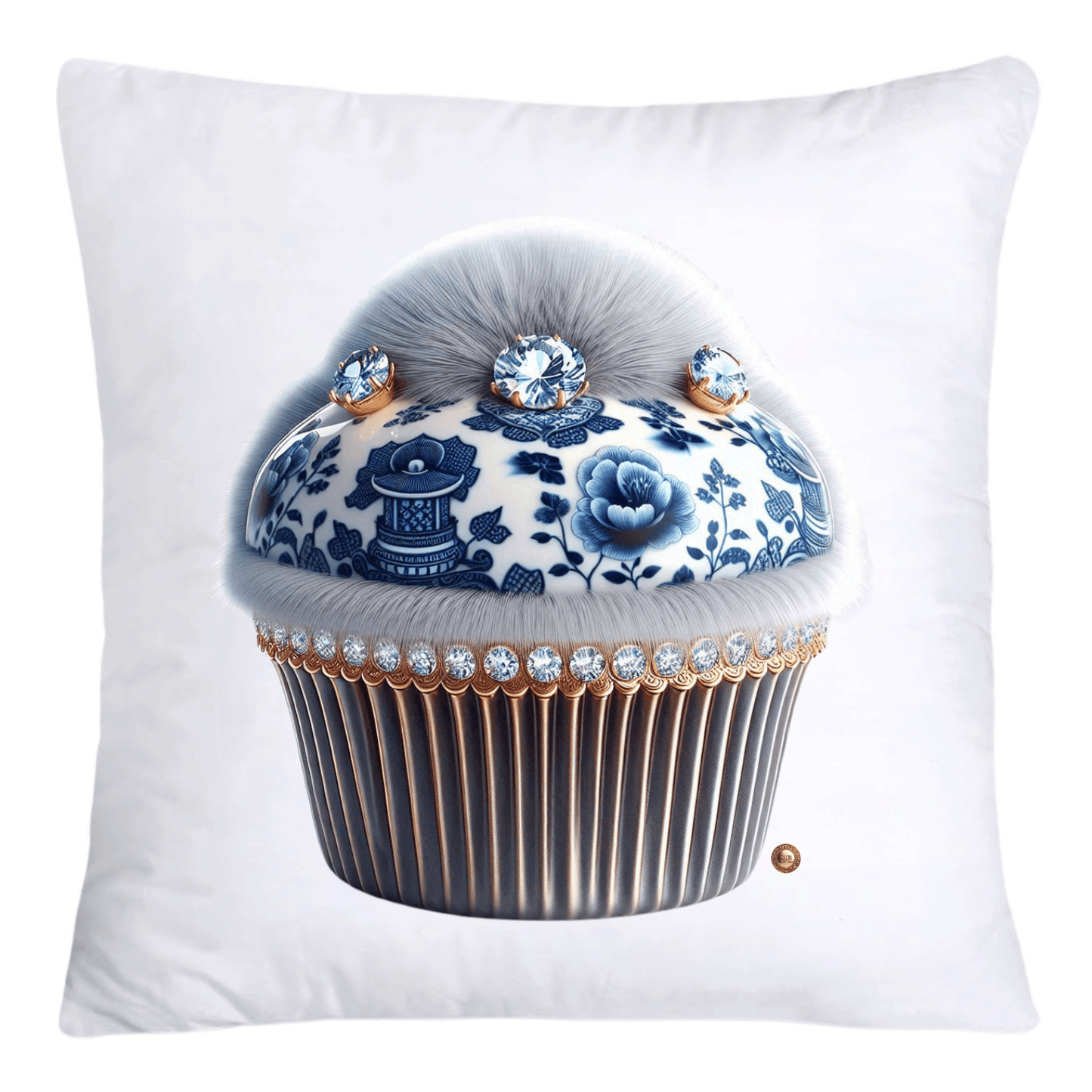 Blue Willow Chinoiserie Cupcake Throw Pillow Covers 18X18-4681