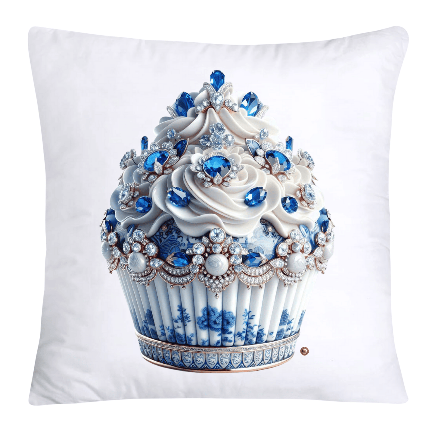 Blue Willow Chinoiserie Cupcake Throw Pillow Covers 18X18-3556