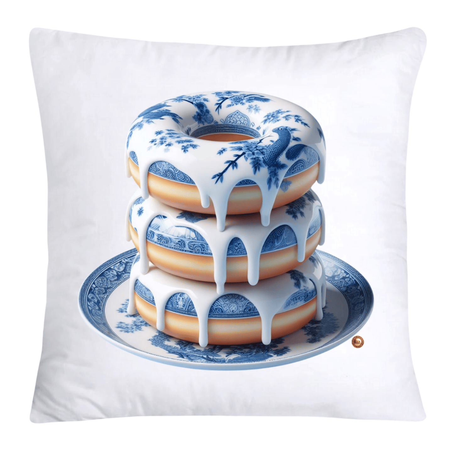 Blue Willow Whimsical Donut Throw Pillow Covers 18X18-4434