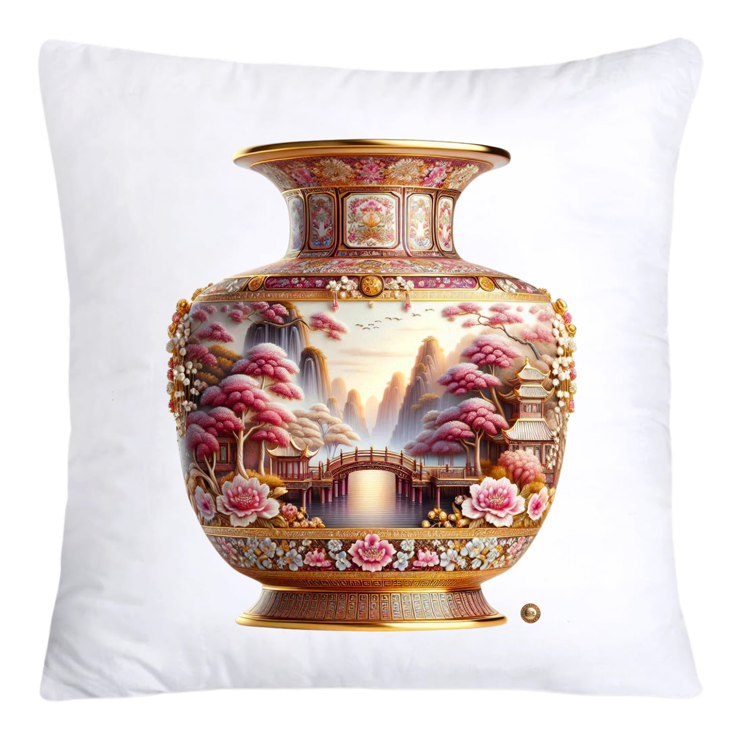 Pink Willow Chinoiserie Vase Pillow Covers 18x18-4274
