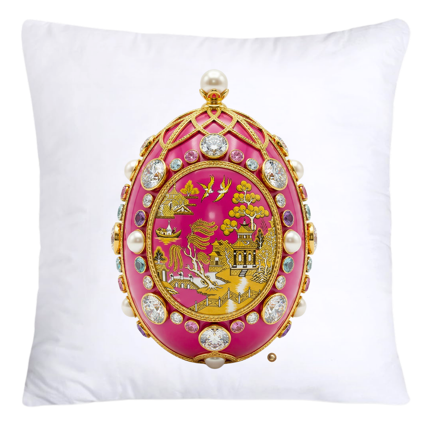 Pink Willow 18x18 Chinoiserie Egg Pillow Covers-4559