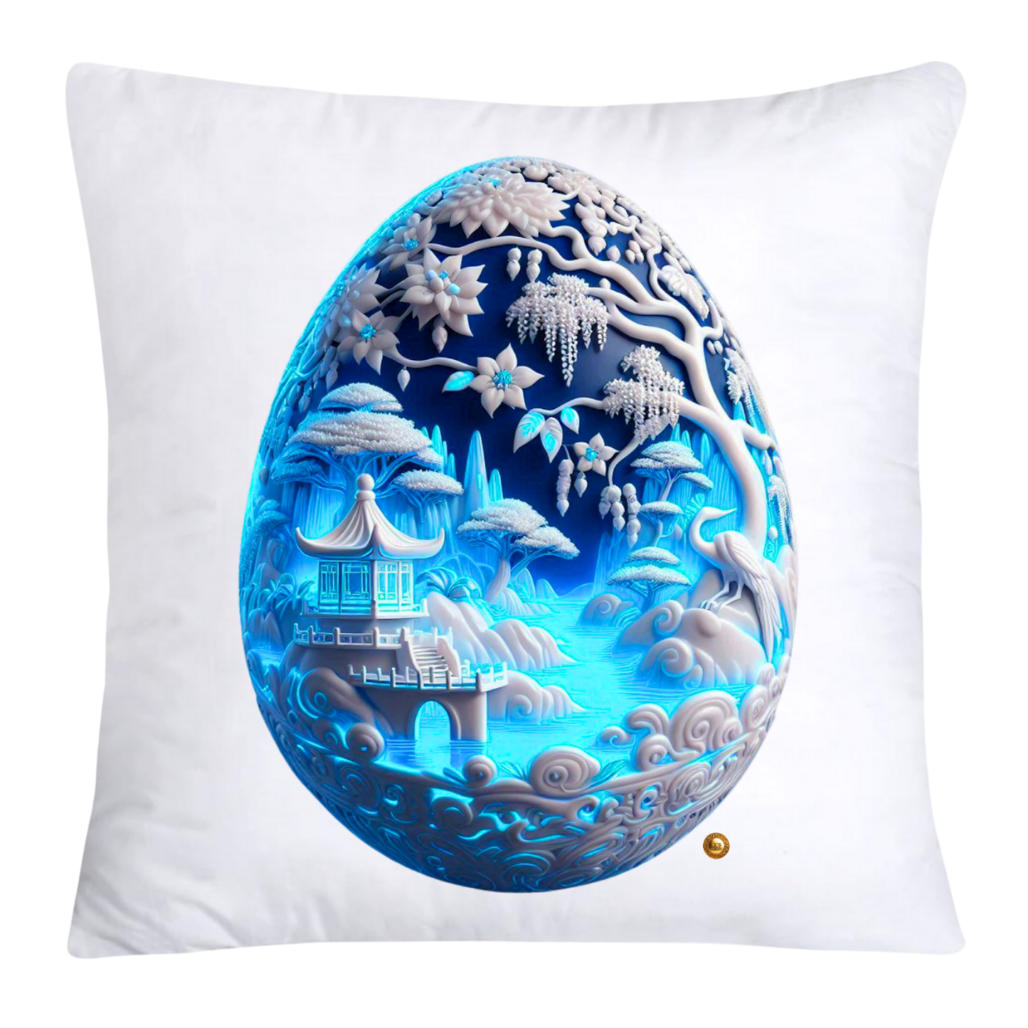 18x18 Blue Willow Chinoiserie Egg Pillow Covers-4469