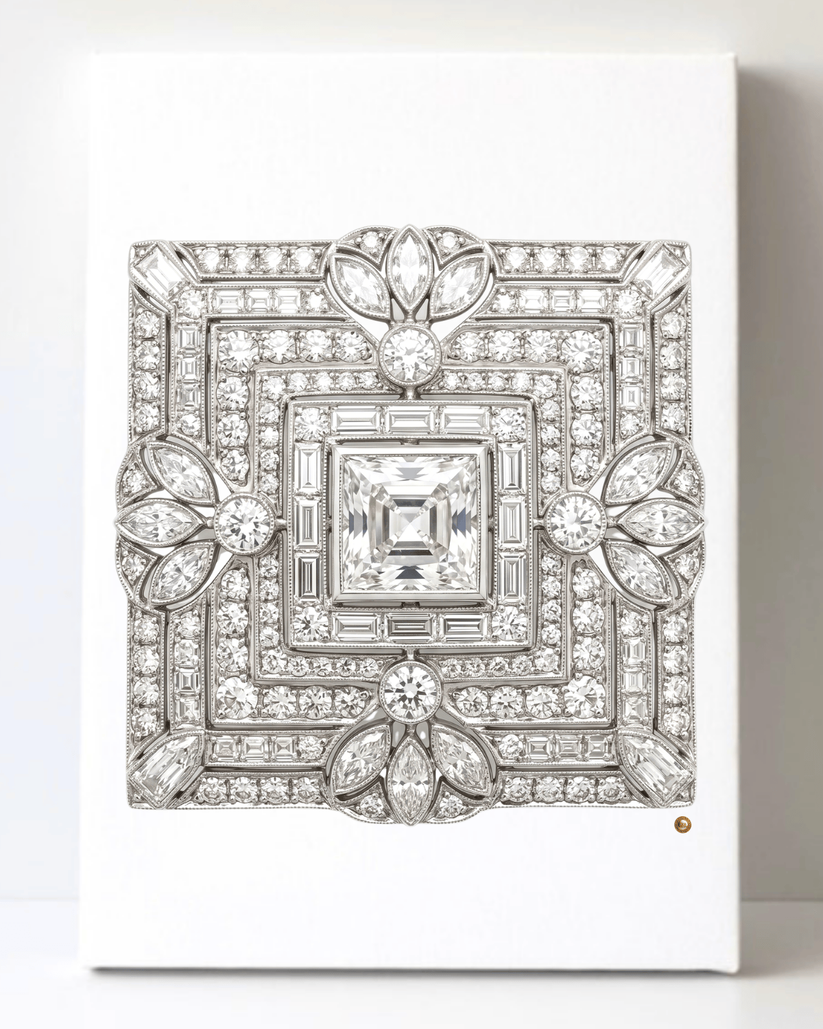 Dazzling Silver Diamond Brooch/Pin Canvas Wall Art 8.5x11.5-5683