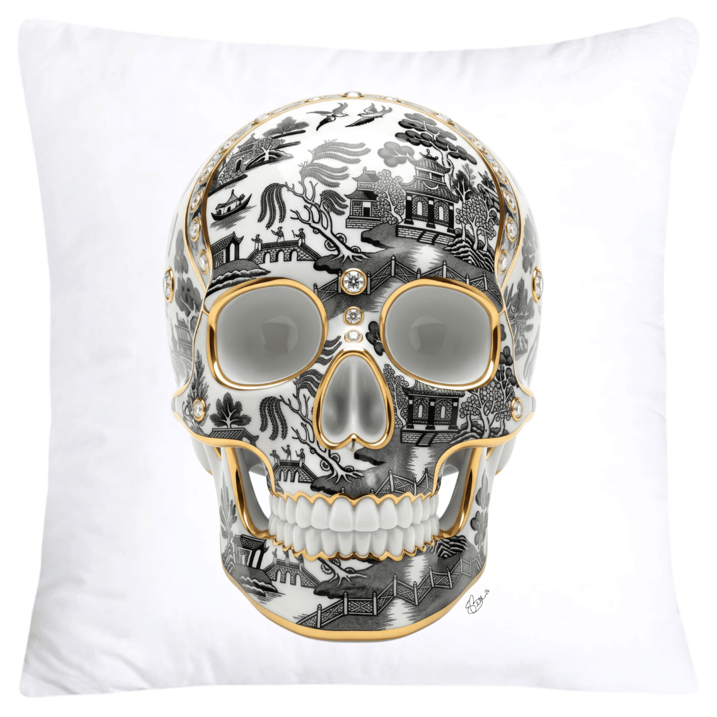 Black Willow Skull Pillow Covers 18x18-6144 SKB CREATIVE AI DESIGNS
