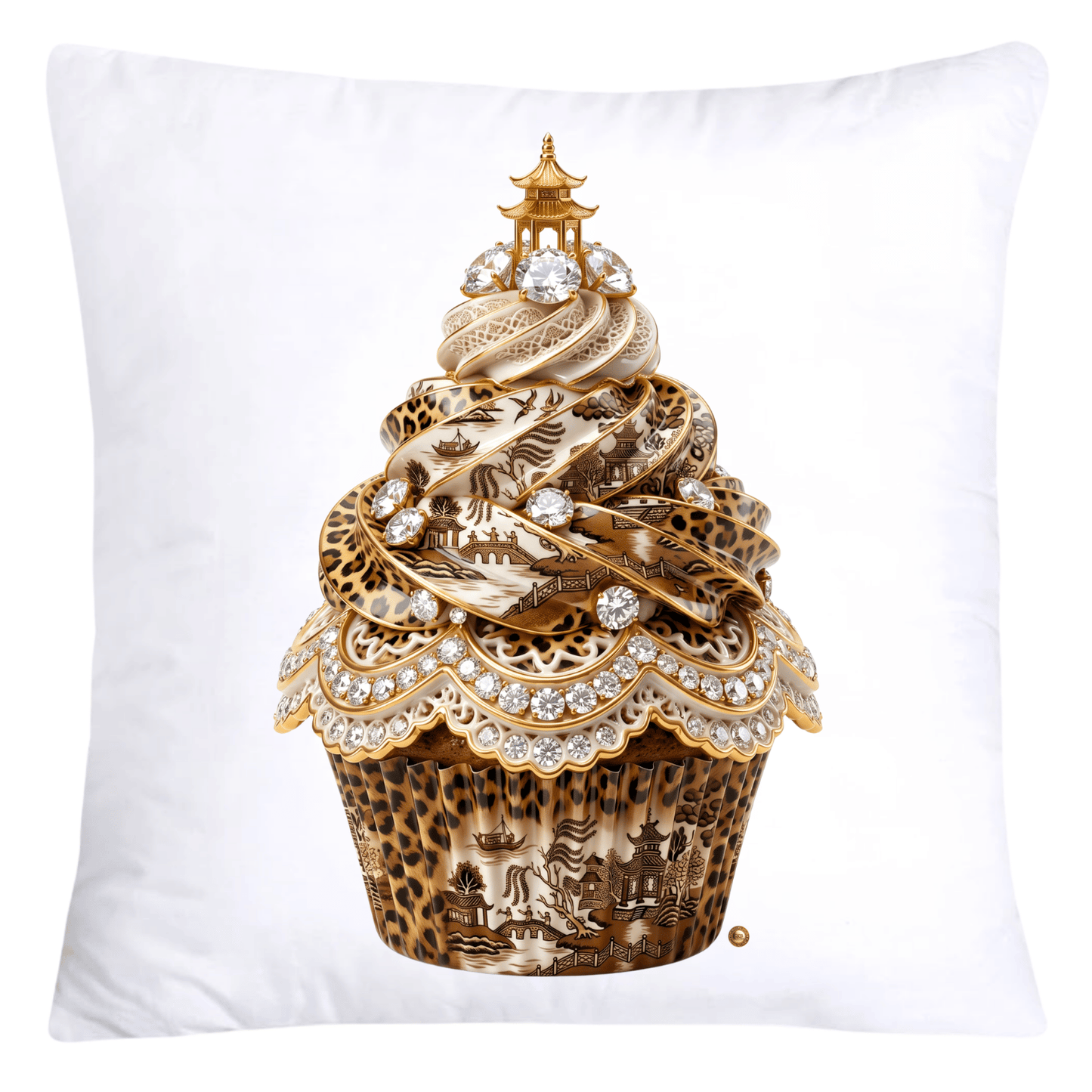 18x18 Brown Willow and Leopard Print Cupcake Pillow Covers-5757