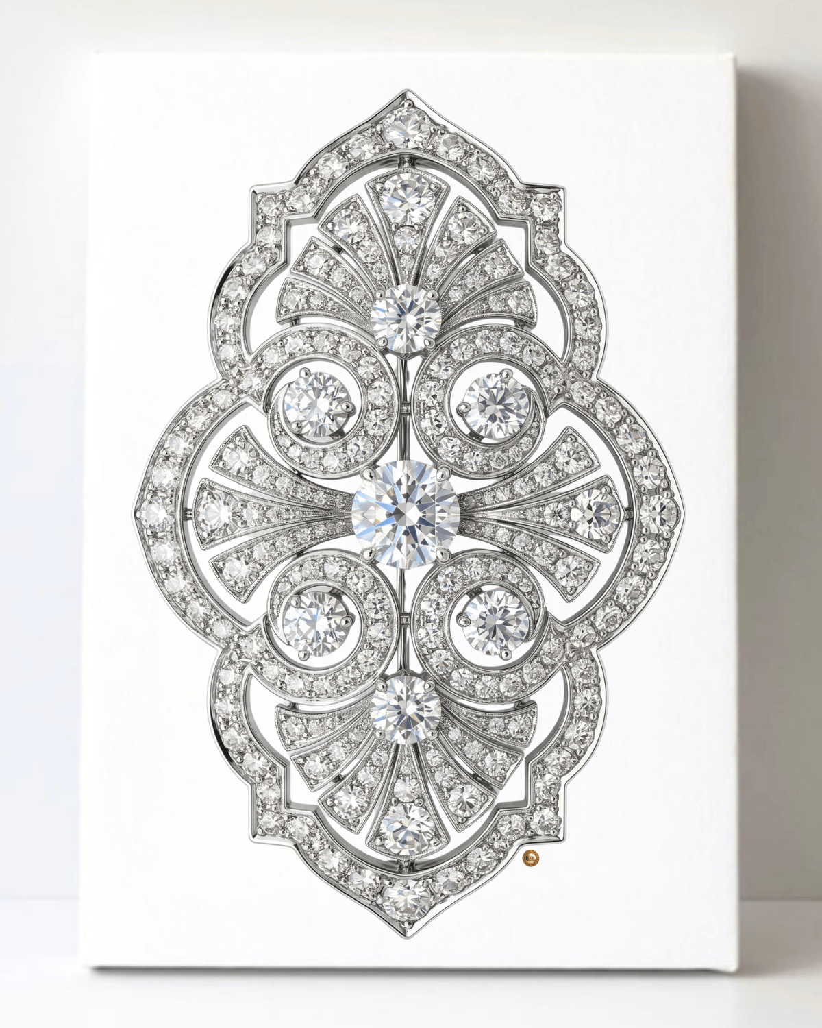 Dazzling Silver Diamond Brooch/Pin Canvas Wall Art 8.5x11.5-5686