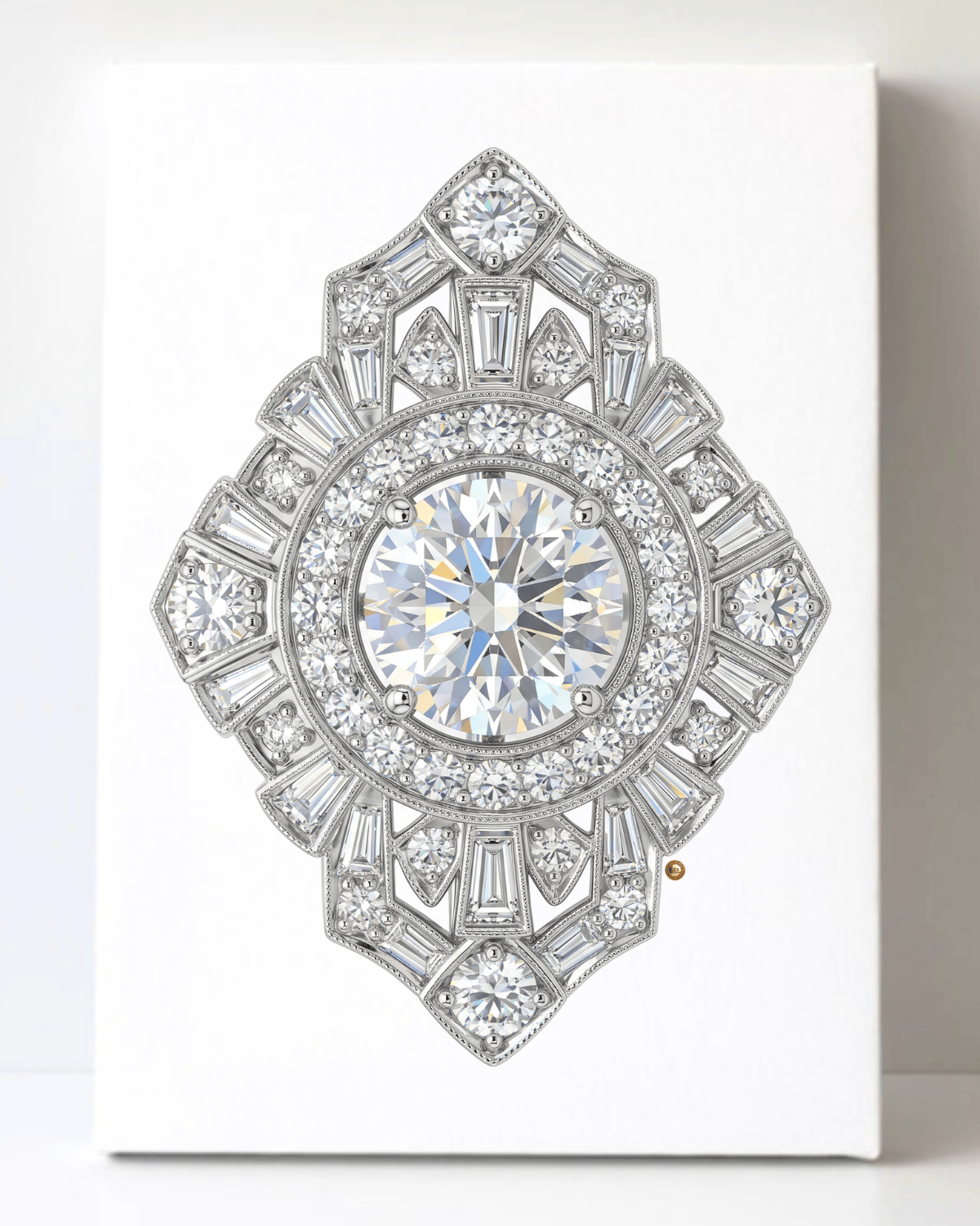 Dazzling Silver Diamond Brooch/Pin Canvas Wall Art 8.5x11.5-5685