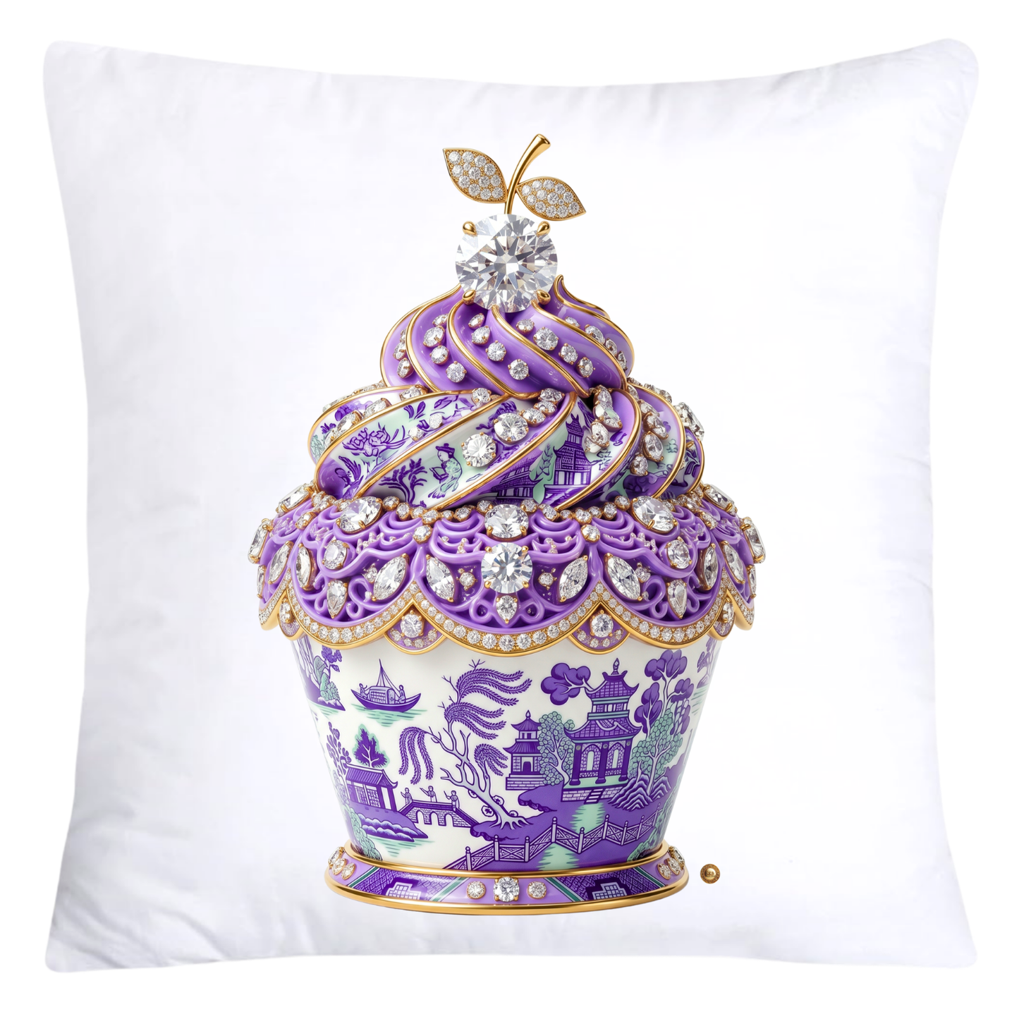18x18 Purple and Mint Green Willow Chinoiserie Cupcake Pillow Covers-5746