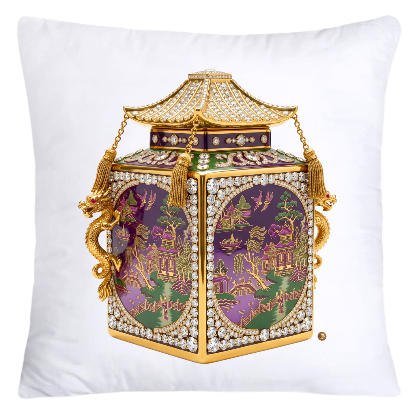 Green and Purple Willow Ginger Jar 18x18 Pillow Covers-5283