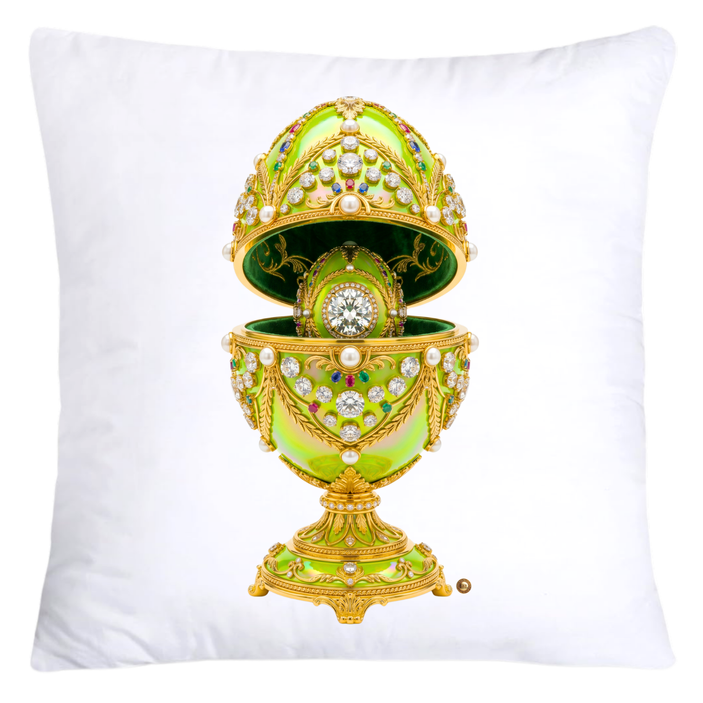 Iridescent Lime Green and Gold Inspired Faberge Egg Pillow Covers-5288