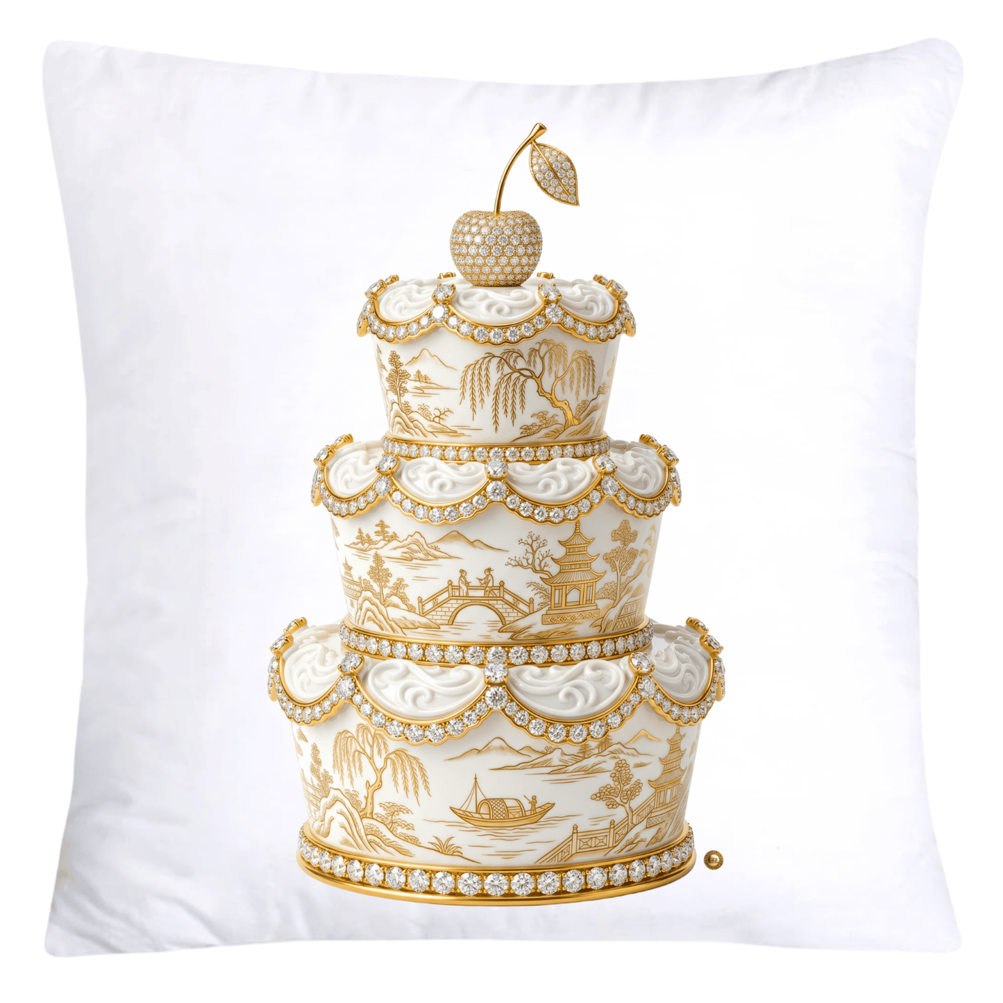 18x18 Gold and White Willow Cake Pillow Covers-5756