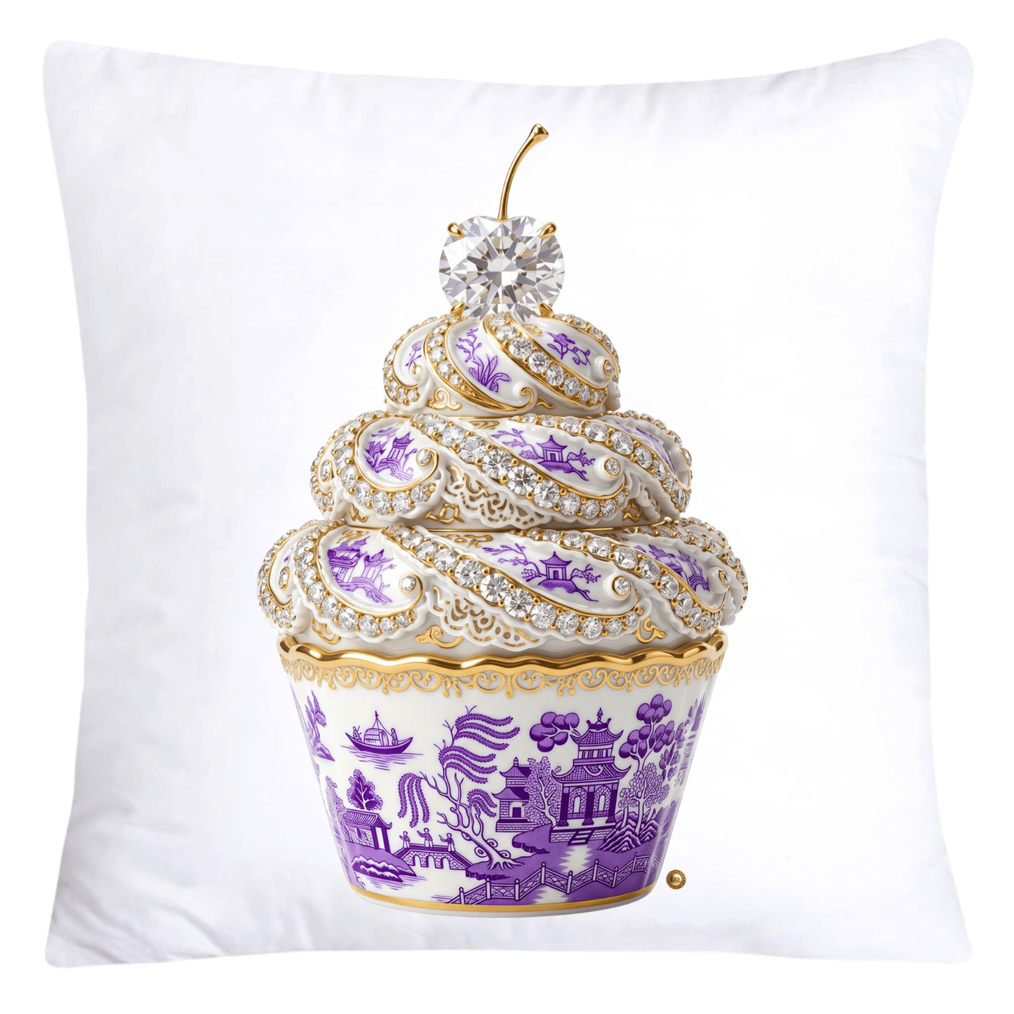 18x18 Purple and White Willow Chinoiserie Cupcake Pillow Covers-5743