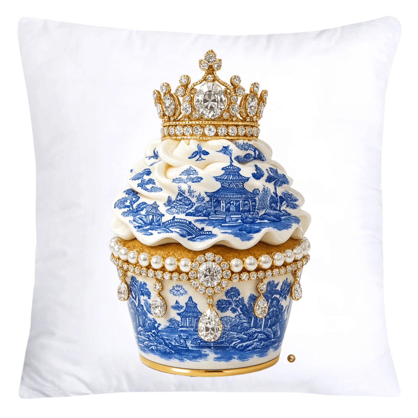 18x18 Blue and White Willow Cupcake Throw Pillow Covers-5769