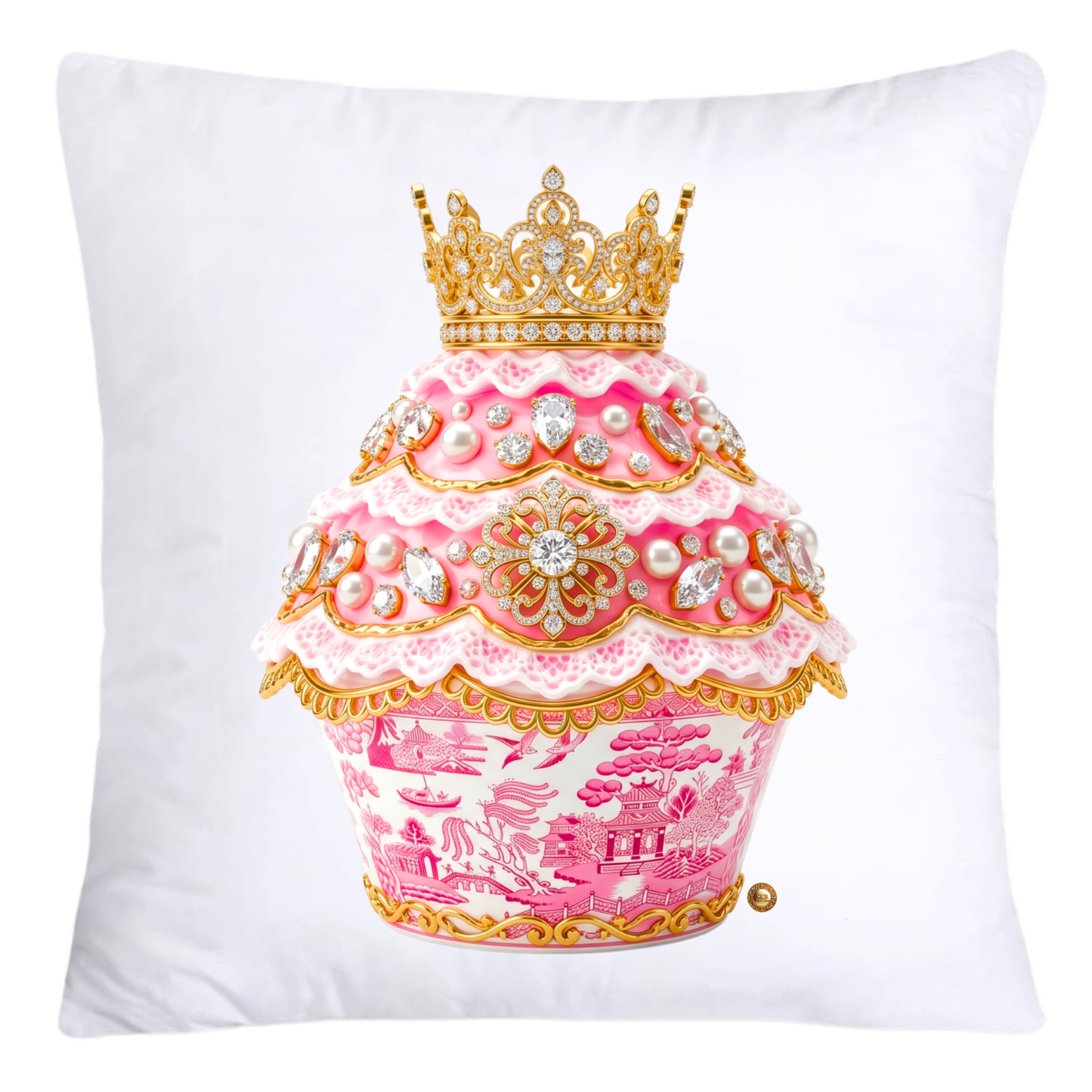 18x18 Pink Willow Chinoiserie Cupcake Throw Pillow Covers-5379