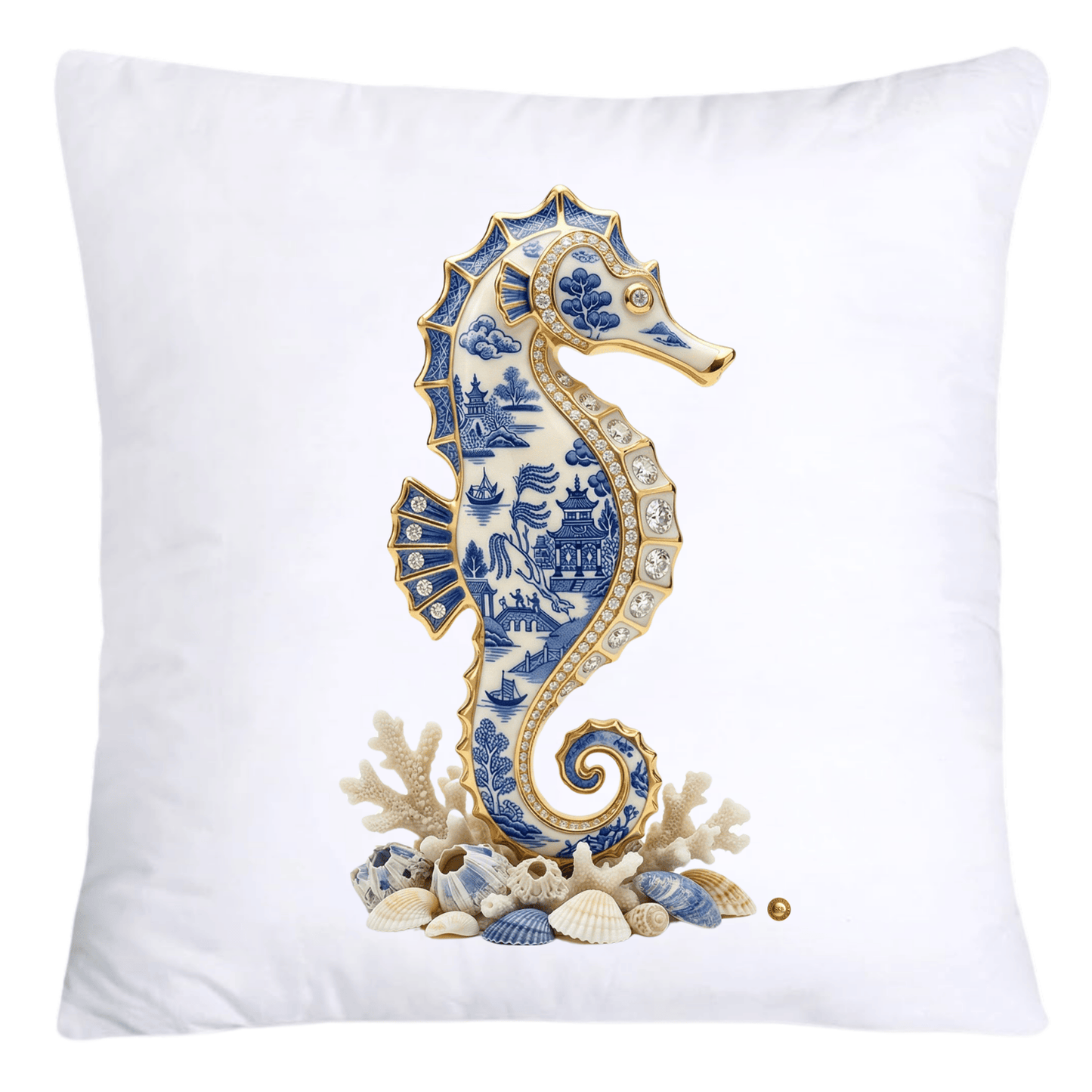 Blue Willow Gorgeous Seahorse Pillow Covers-5572