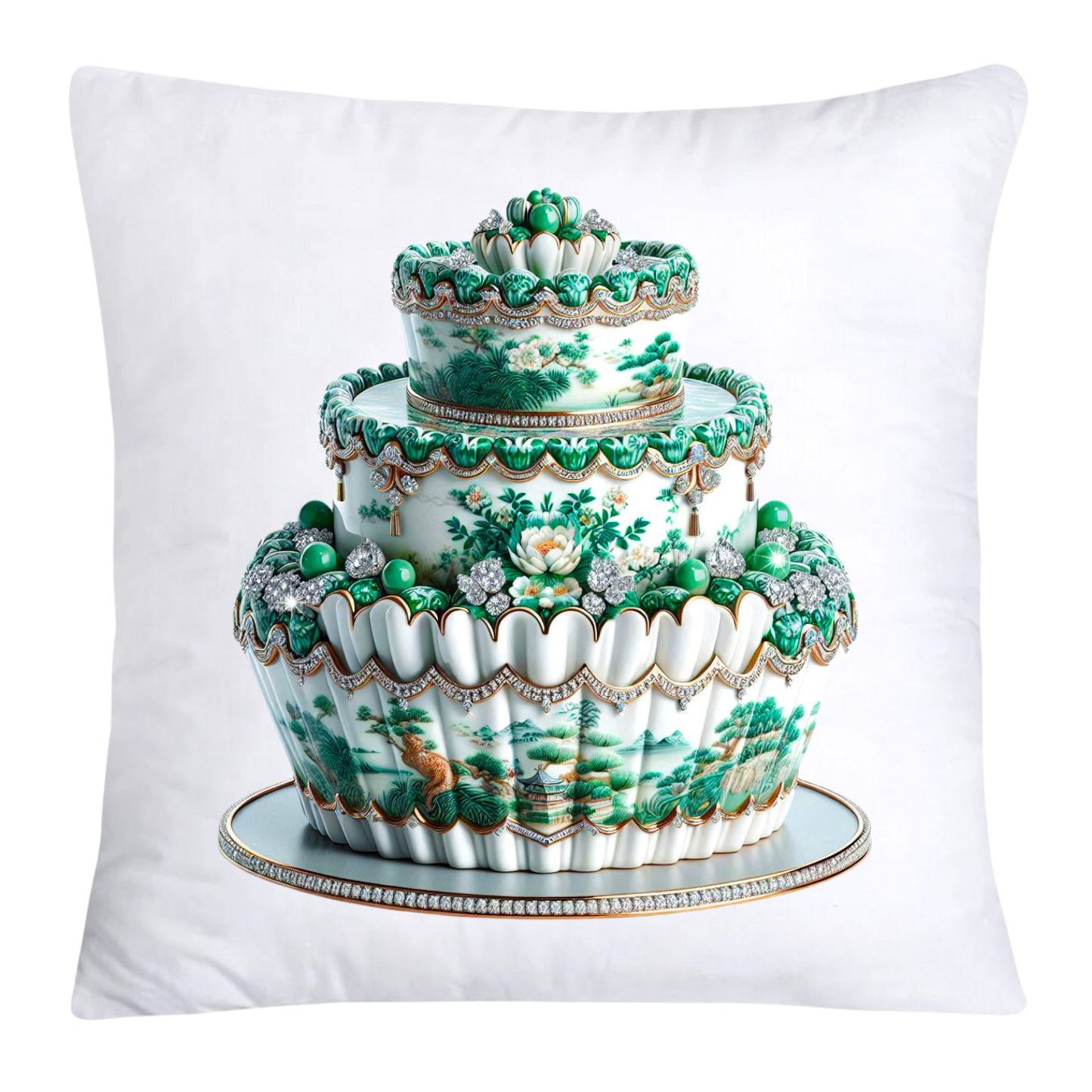 Classic Green Willow Cupcake Pillow Covers 18x18-3175