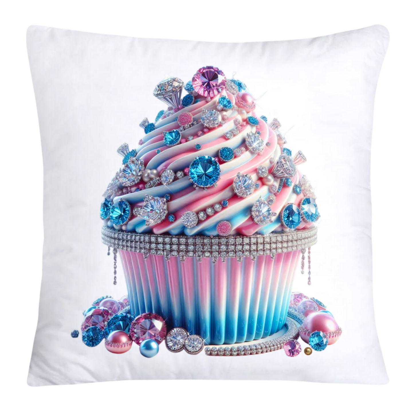Cotton Candy Pink and Blue Cupcake Pillow Covers-3243
