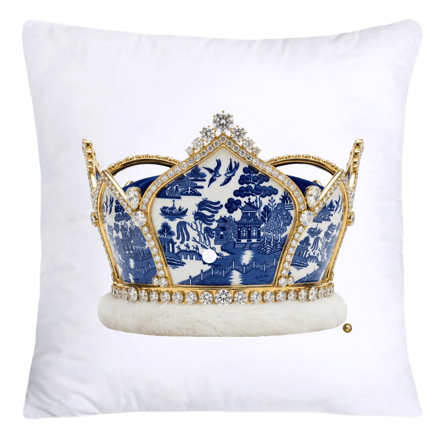 Blue Willow Royal King/Queen Crown Pillow Covers-4370