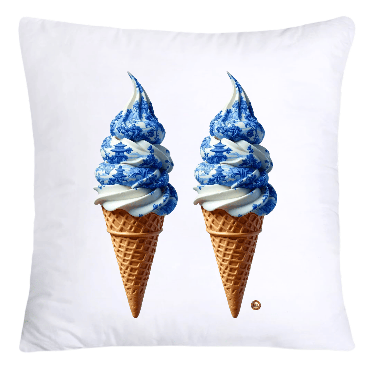 Blue Willow Chinoiserie Ice Cream Throw Pillow Covers-5947