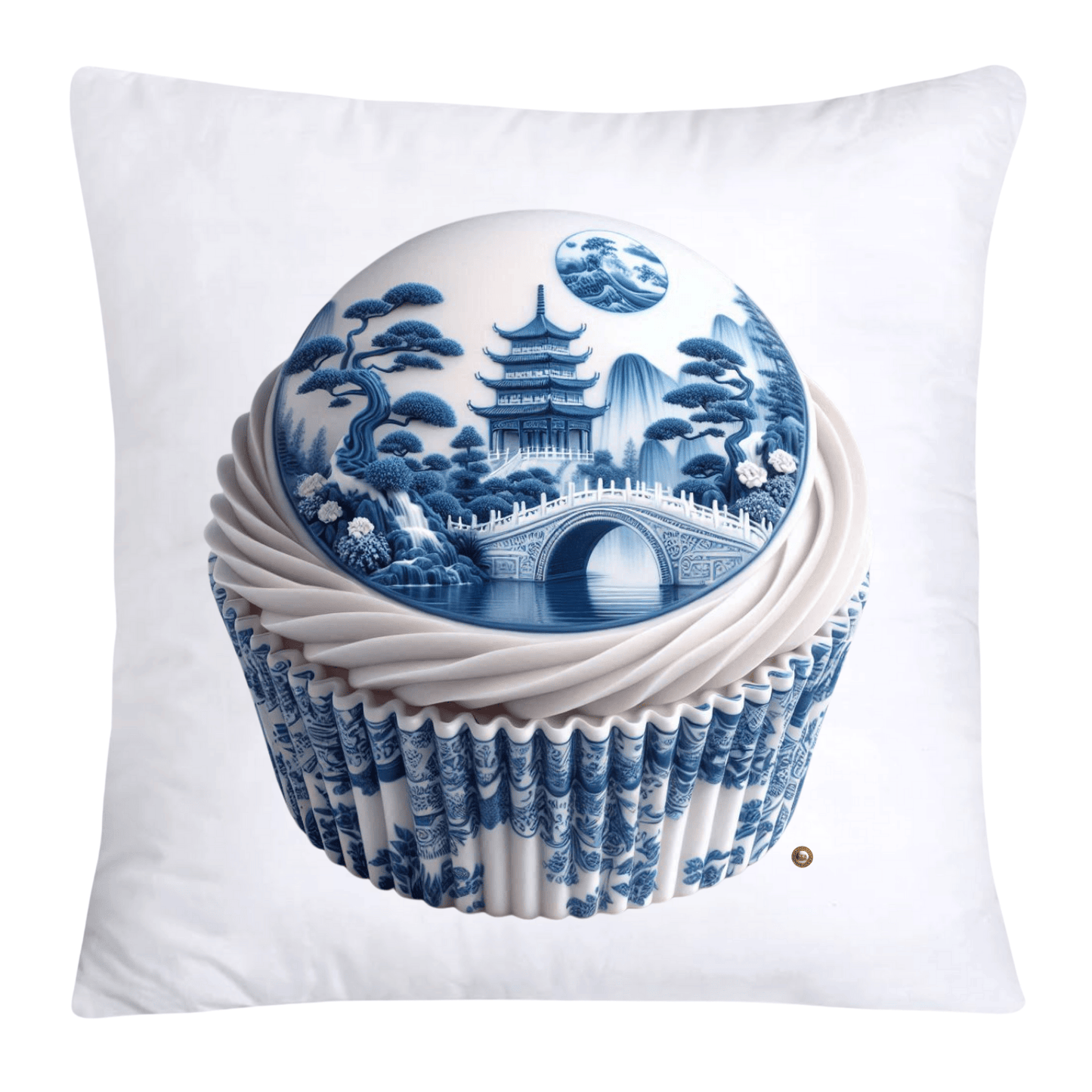 Blue Willow Chinoiserie Cupcake Throw Pillow Covers 18X18-3566