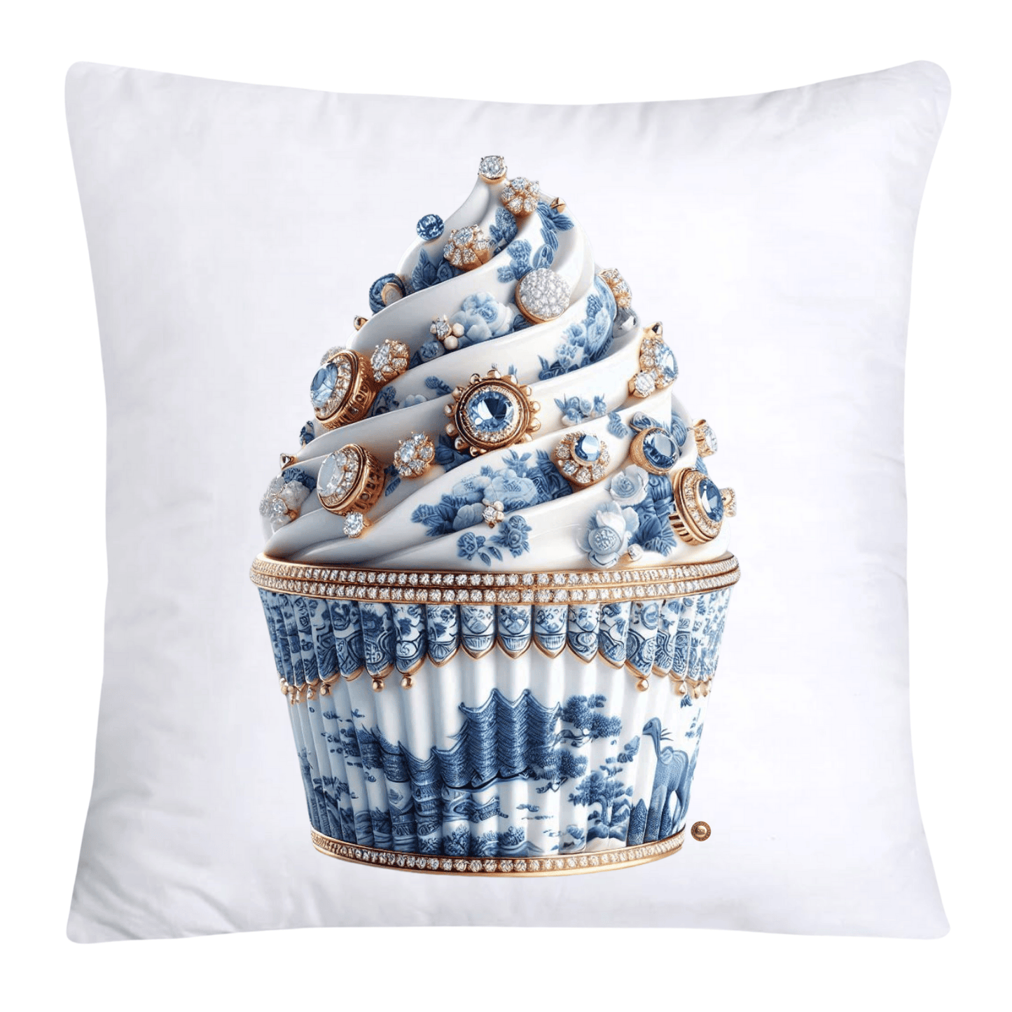Blue Willow Chinoiserie Cupcake Throw Pillow Covers 18X18-3570