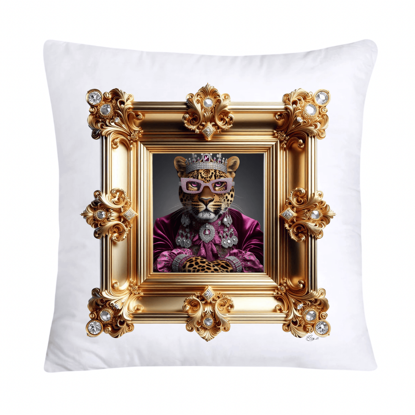 Royal Pet Portrait Throw Pillow Covers 18X18-Leopard Kings and Queens-614