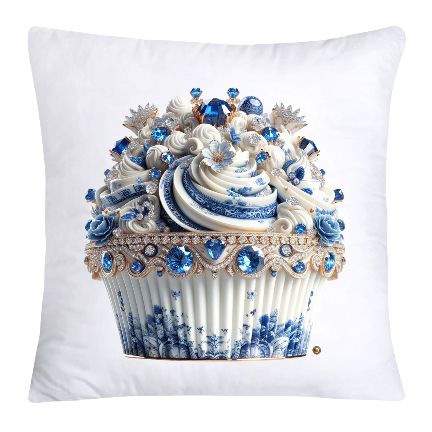 Blue Willow Chinoiserie Cupcake Throw Pillow Covers 18X18-3574