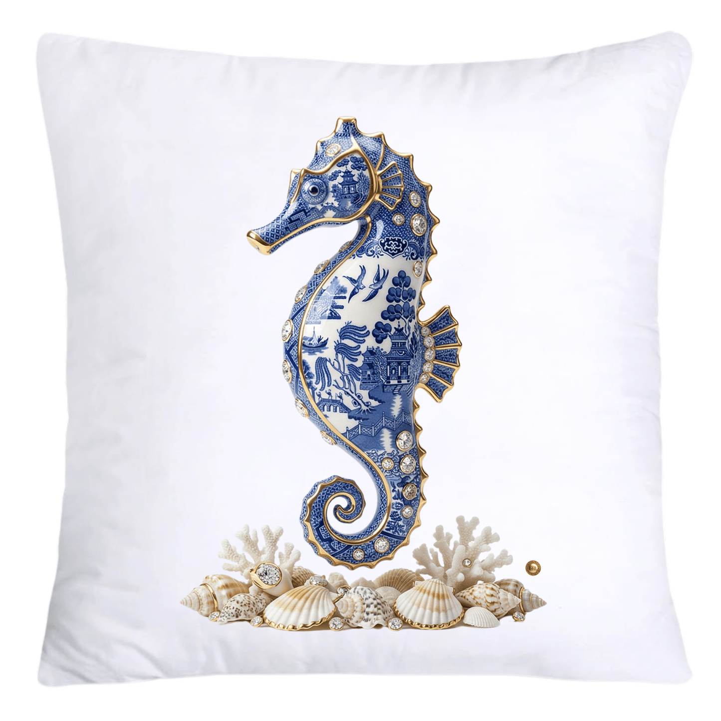 Blue Willow Gorgeous Seahorse Pillow Covers-5575