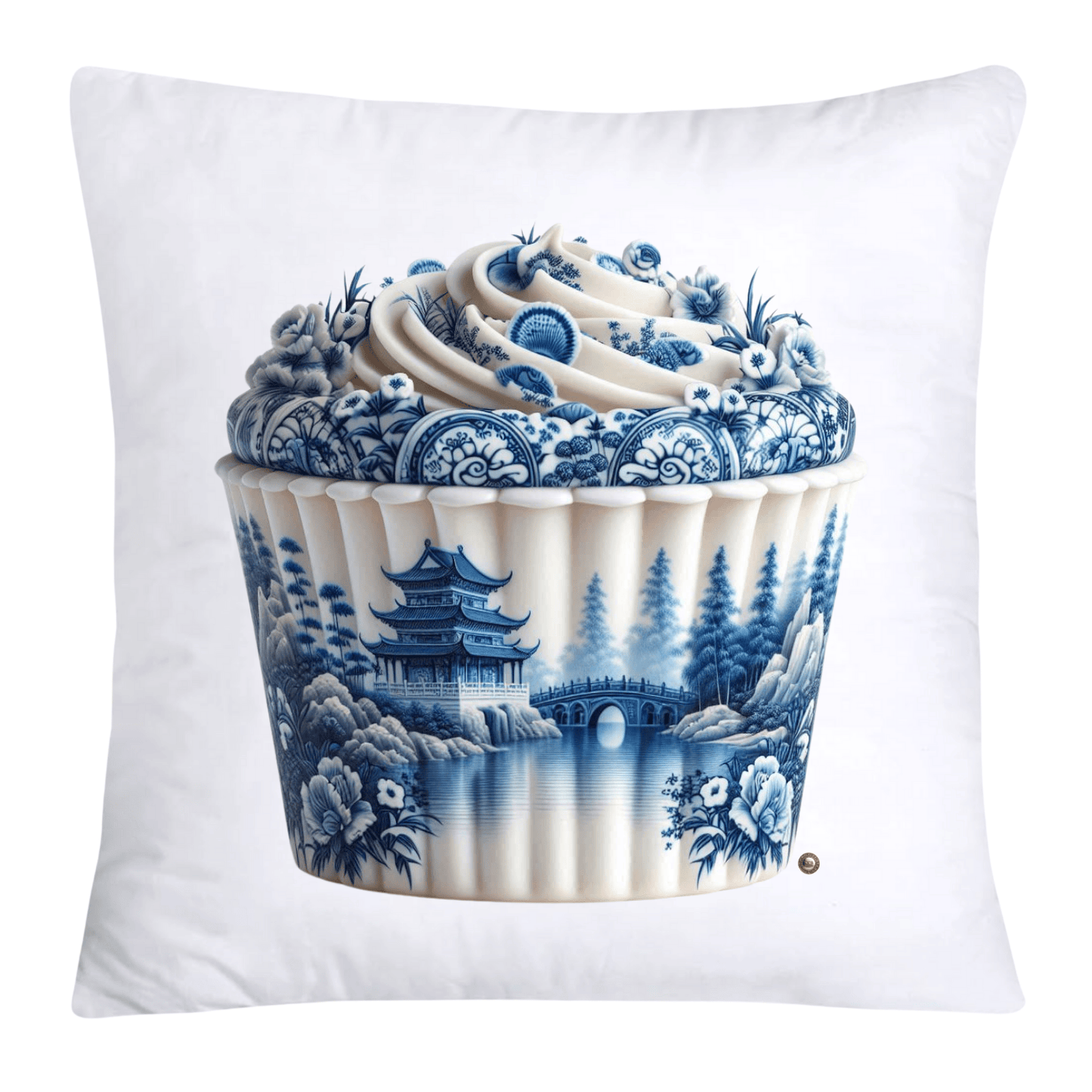 Blue Willow Chinoiserie Cupcake Throw Pillow Covers 18X18-3567