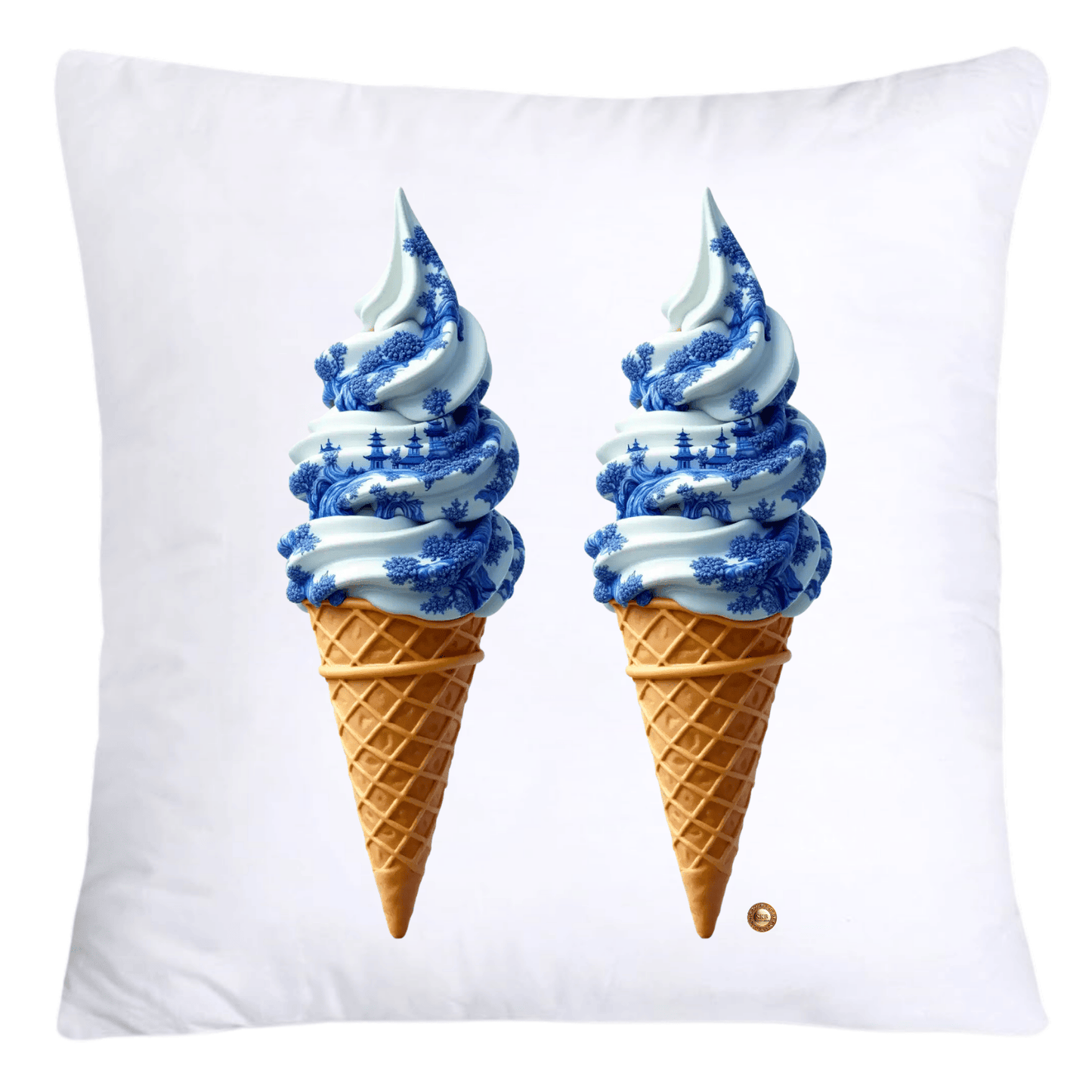 Blue Willow Chinoiserie Ice Cream Throw Pillow Covers-5950