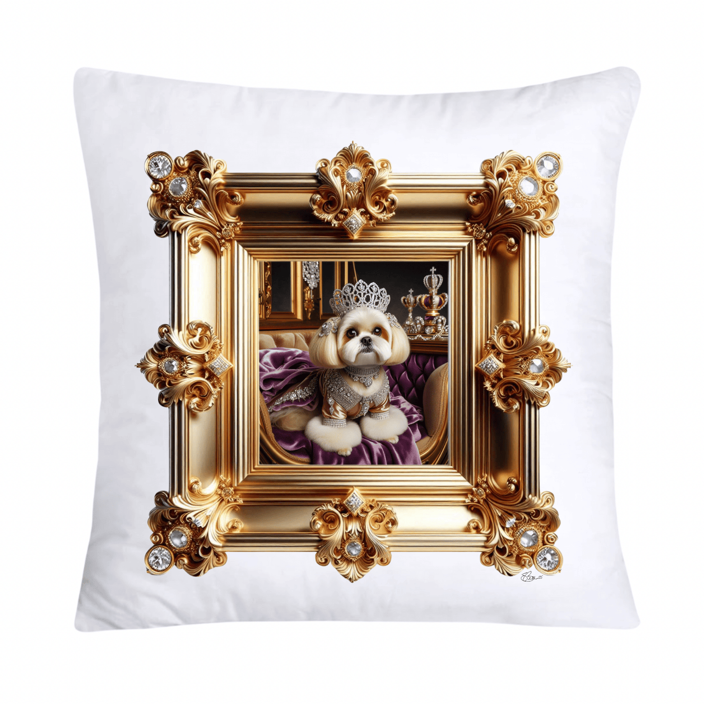 Royal Pet Portrait Pillow Covers 18X18-Shih Tzu at Versailles-612