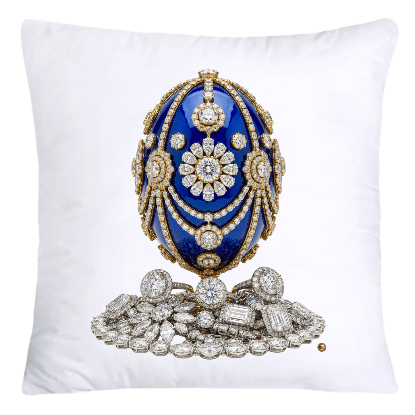 Stunning Blue/Gold Diamond Inspired Faberge Egg Pillow Covers-4590