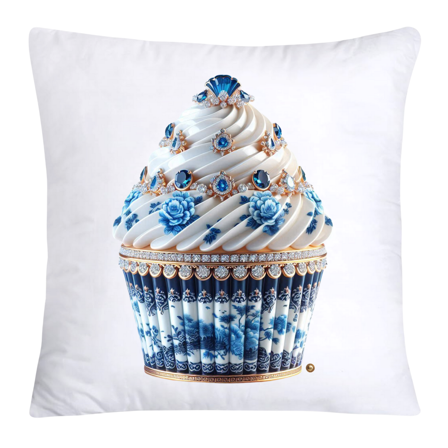 Blue Willow Chinoiserie Cupcake Throw Pillow Covers 18X18-3569
