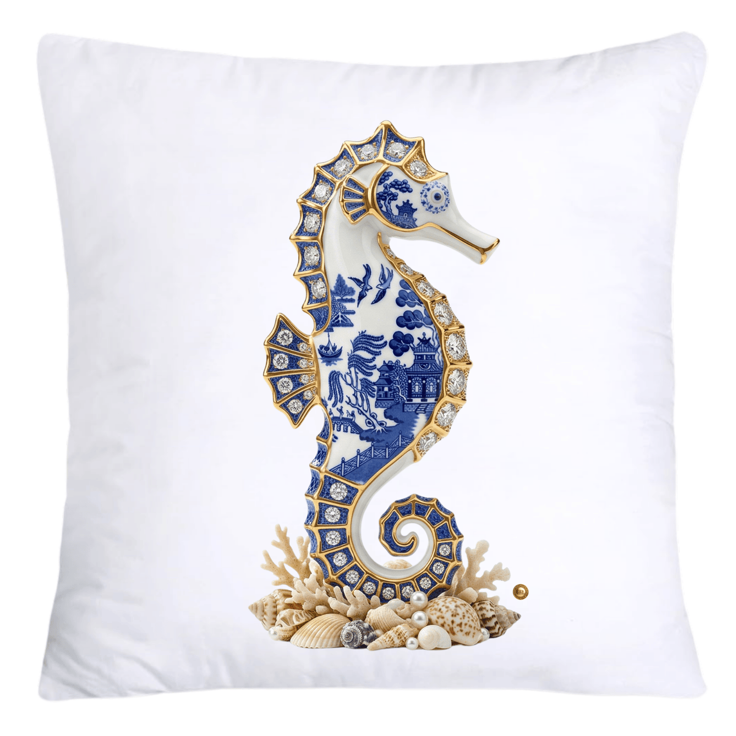 Blue Willow Gorgeous Seahorse Pillow Covers-5574