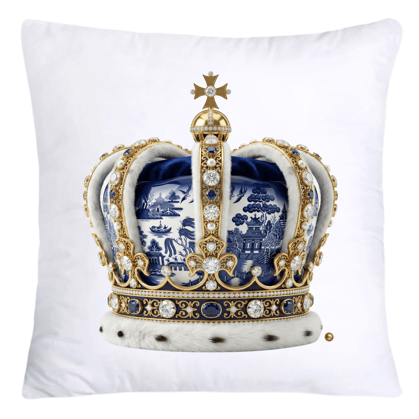 Blue Willow Royal King/Queen Crown Pillow Covers-4372