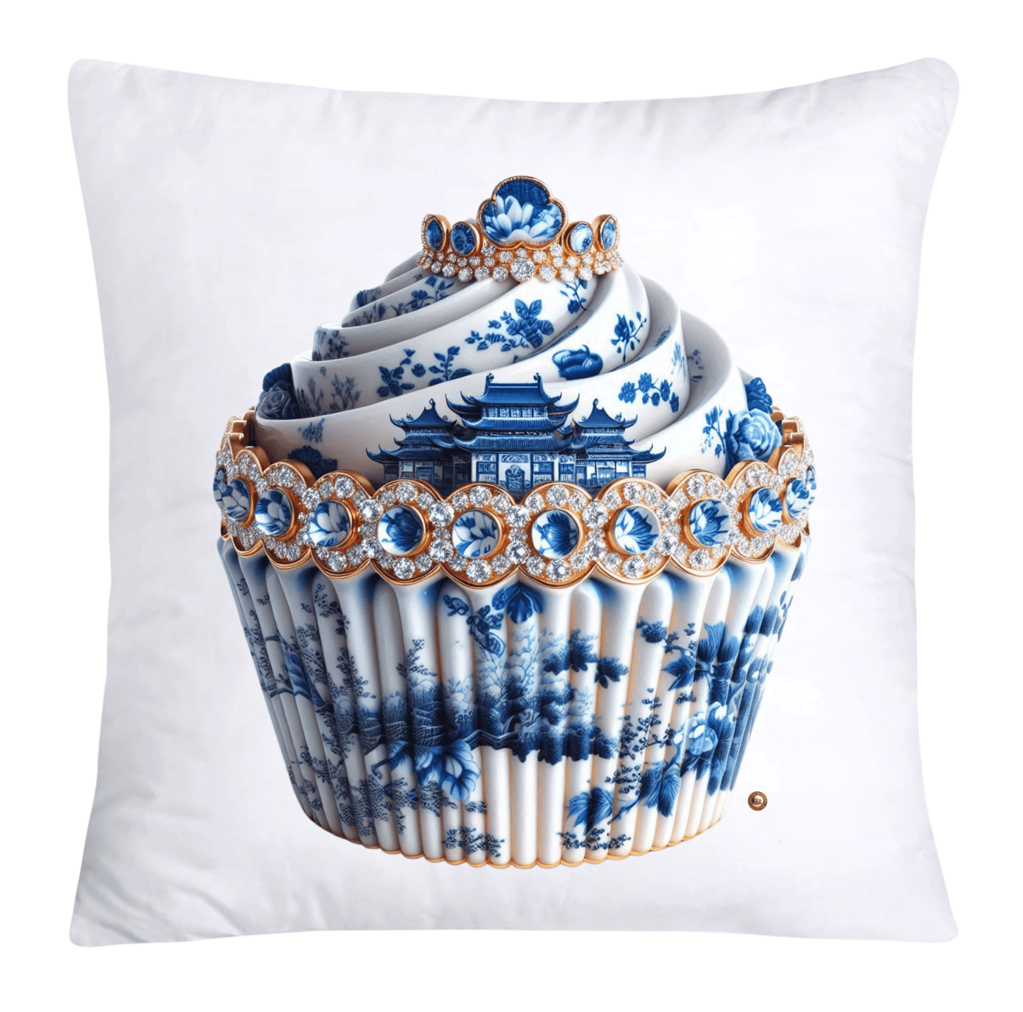 Blue Willow 18x18 Chinoiserie Cupcake Throw Pillow Covers-4927