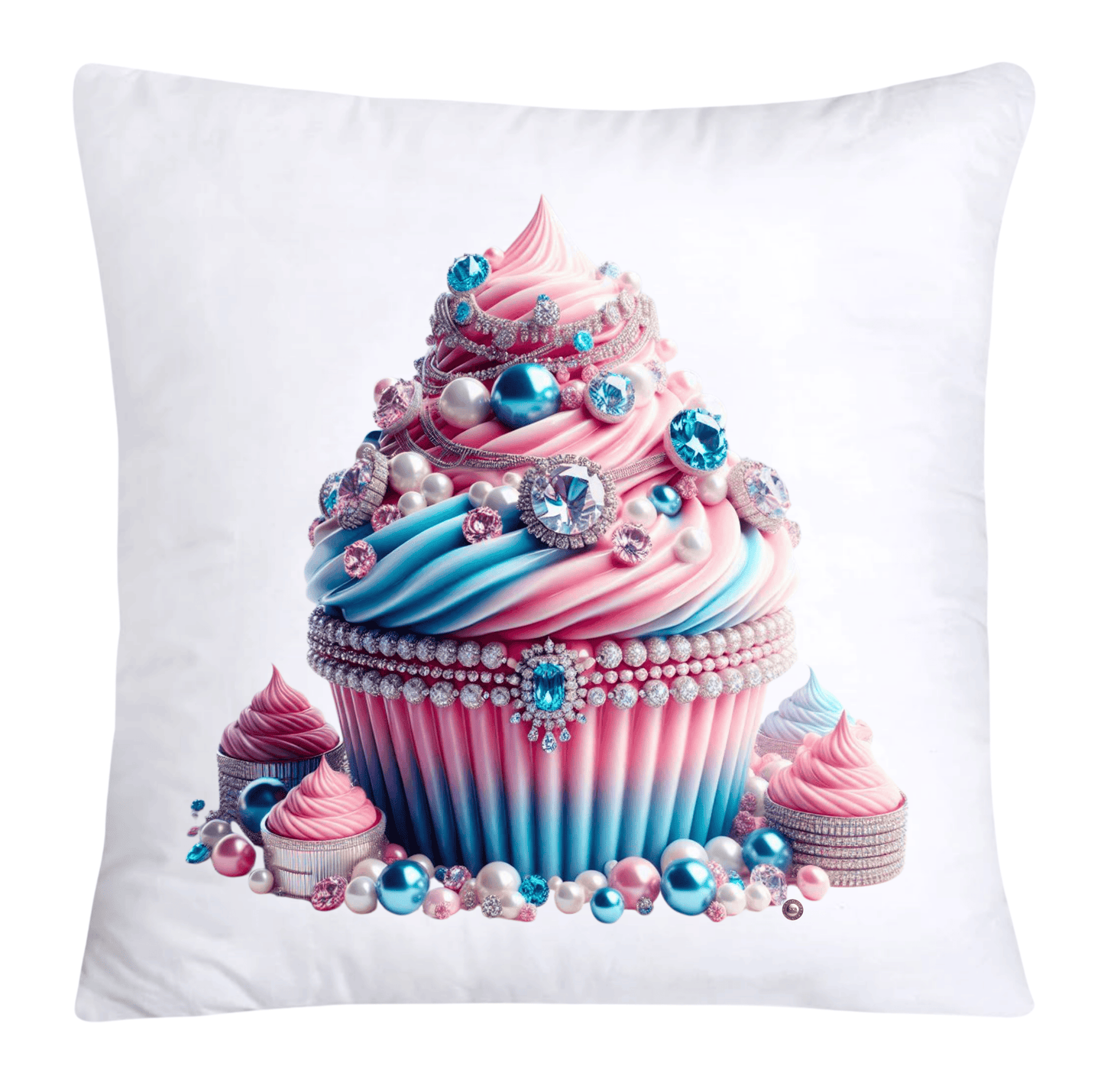 Cotton Candy Pink and Blue Cupcake Pillow Covers-3297